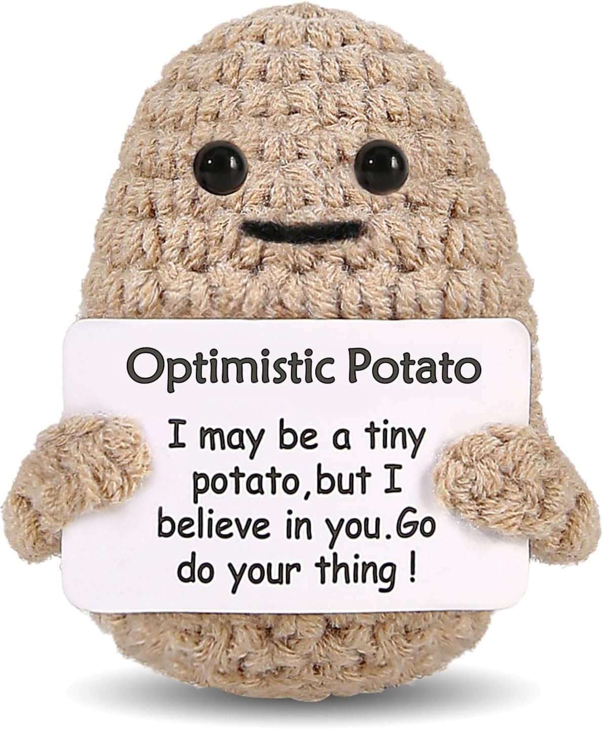 Mini Optimistic Funny Potato, Knitted Doll with Card for Cheer Up Gifts and Party Decorations