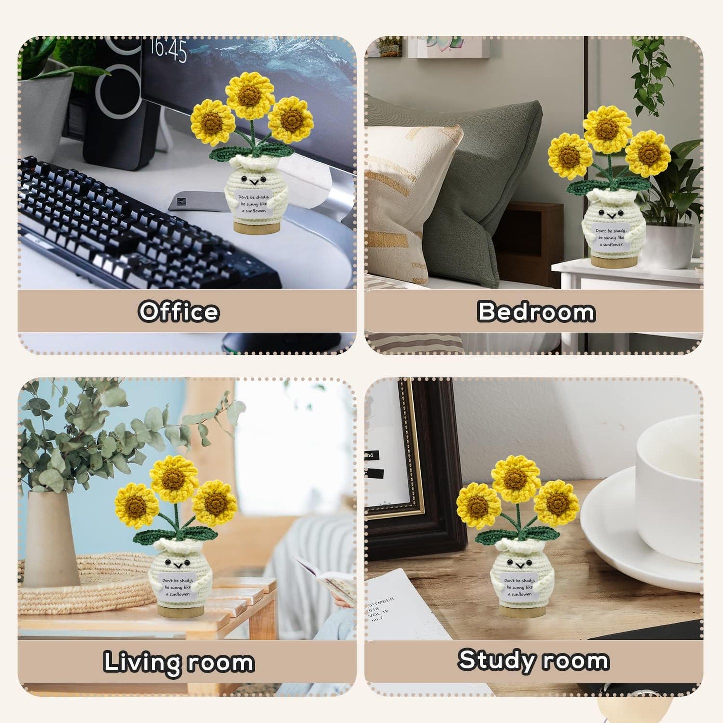 Funny Mini Positive Potato, Cute Crochet Doll with Positive Card, Soft Wool Knitting Toy Decoration
