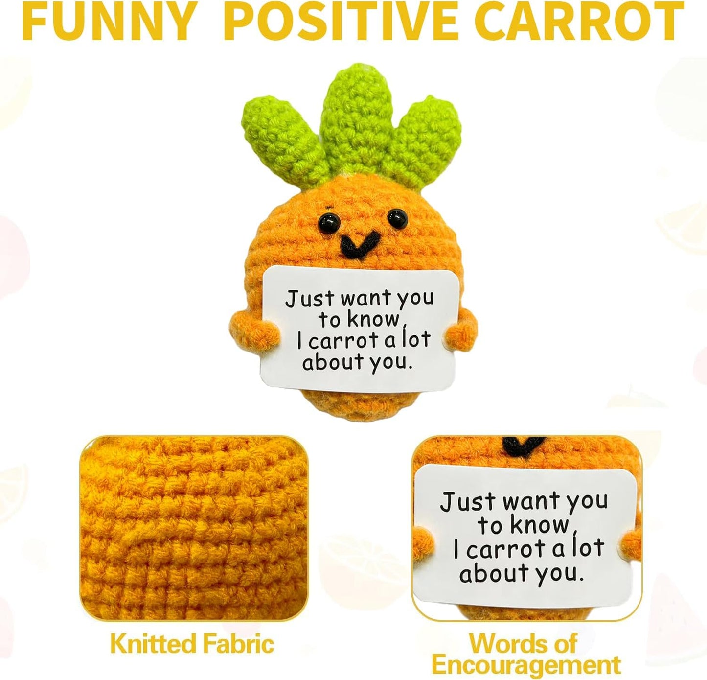 Funny Mini Positive Potato, Cute Crochet Doll with Positive Card, Soft Wool Knitting Toy Decoration
