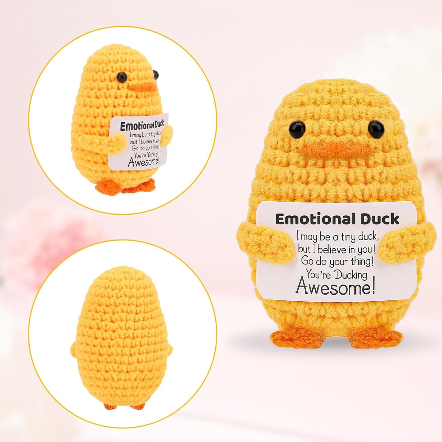 Hoedia Handmade Emotional Pickle Gift, Cucumber Crochet Doll Inspirational Gifts with Cards, Cute Knitted Funny Support Pickle Potato Friend Birthday (Emotional Strawberry)