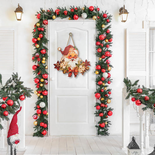 Christmas Decorations Christmas Hanging Wooden Sign - Vintage Style Santa Claus Welcome Sign for Front Door Xmas Wall Hanging Decor for Indoor Outdoor Christmas Party Supplies