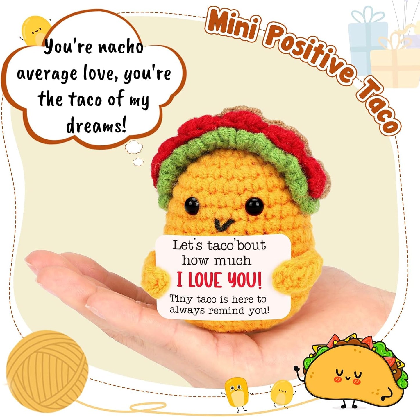 Positive Crochet Taco Christmas Birthday Gifts Home Decor Emotional Inspirational Support