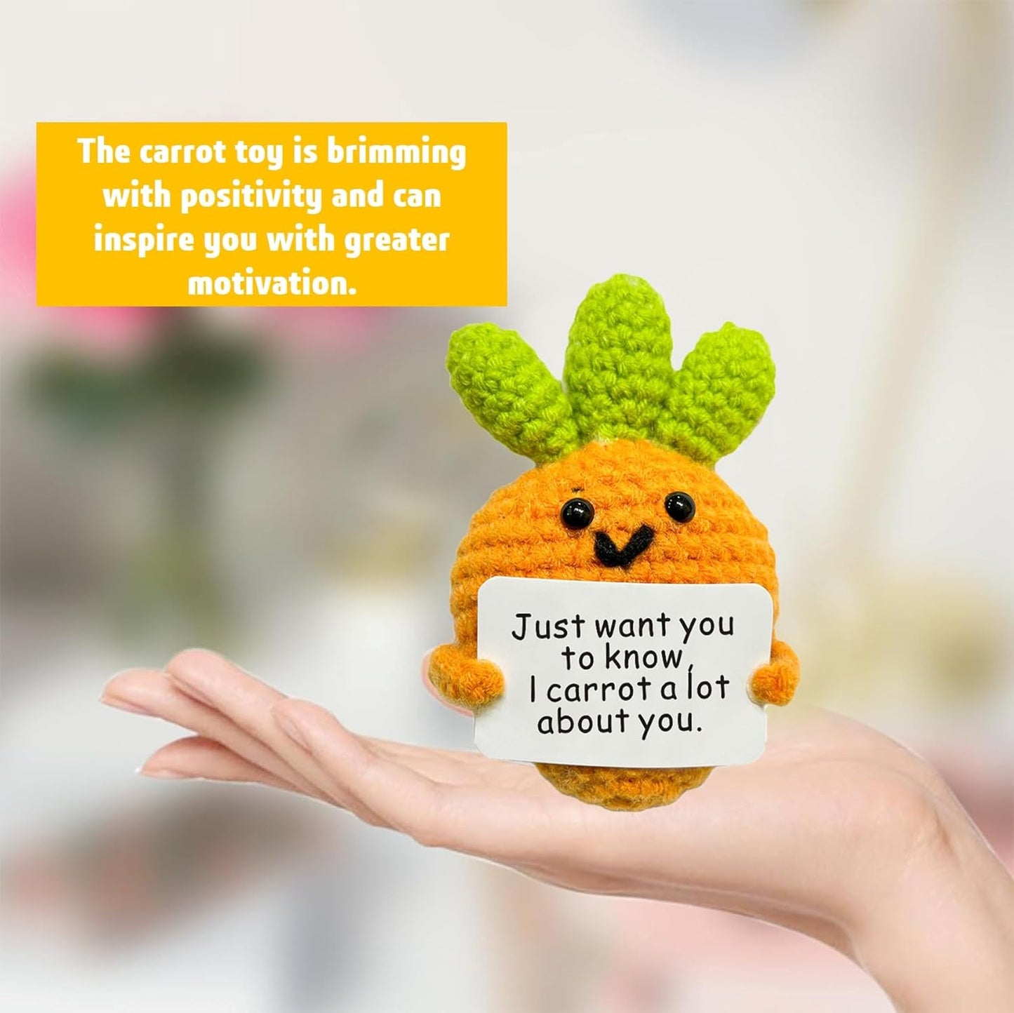 Funny Mini Positive Potato, Cute Crochet Doll with Positive Card, Soft Wool Knitting Toy Decoration