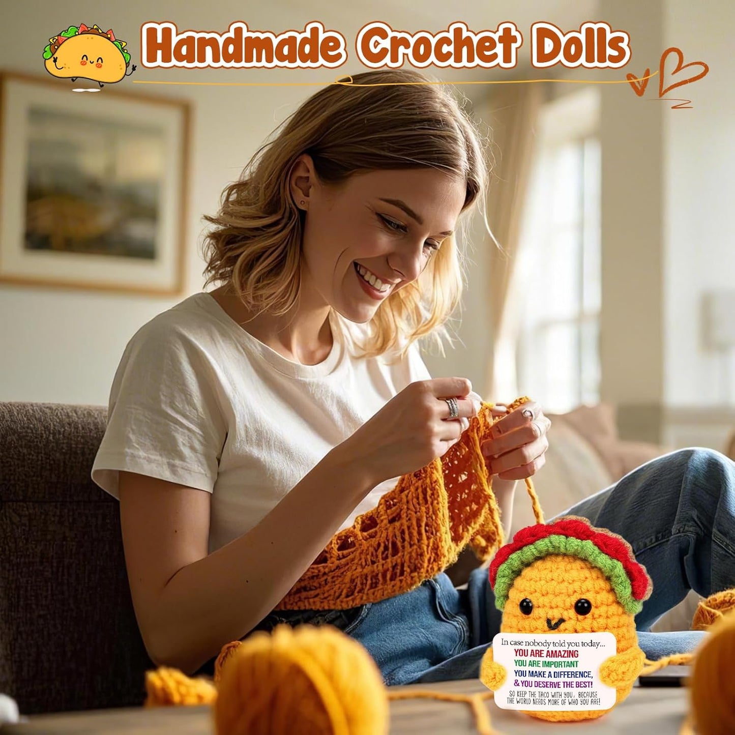Positive Crochet Taco Christmas Birthday Gifts Home Decor Emotional Inspirational Support