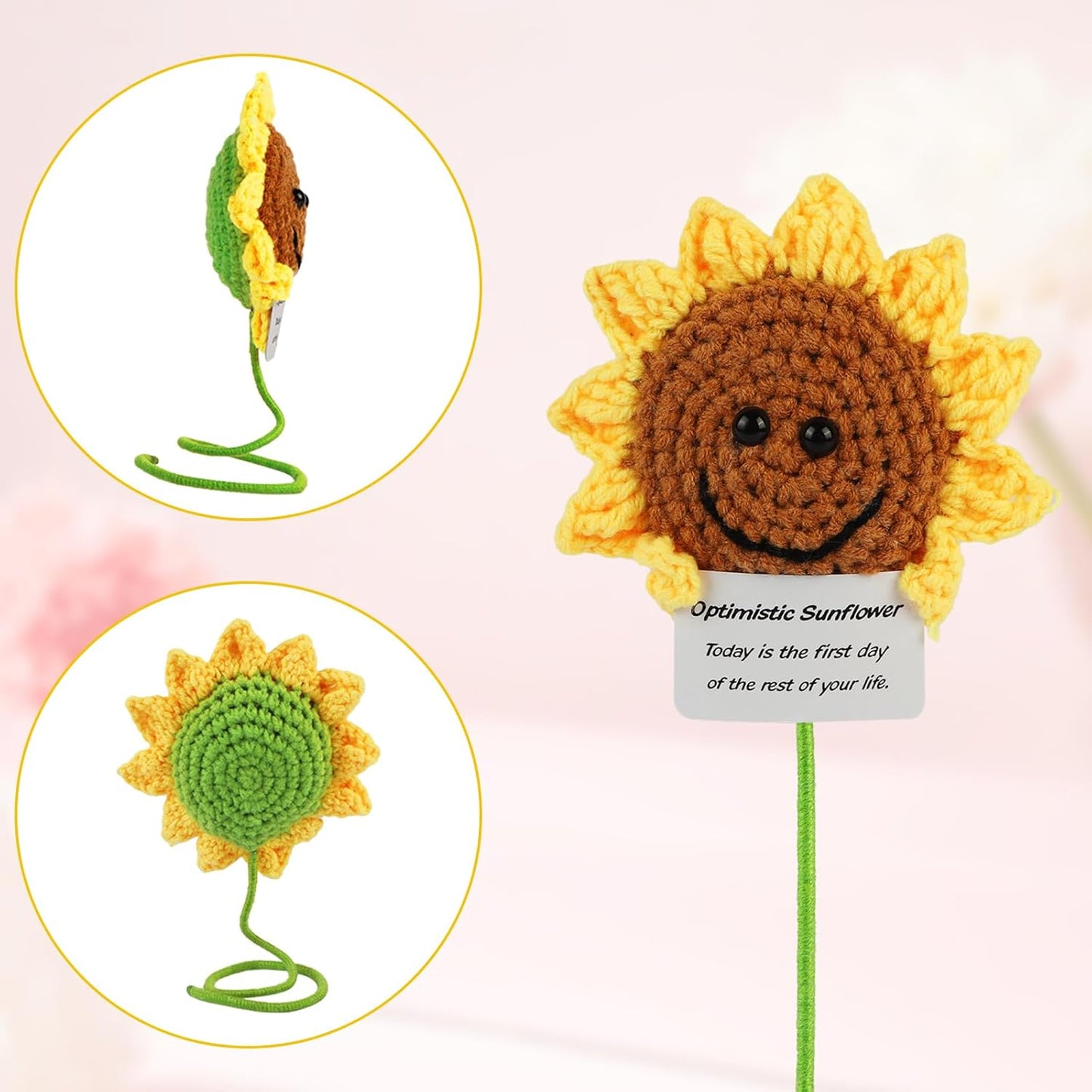Hoedia Handmade Emotional Pickle Gift, Cucumber Crochet Doll Inspirational Gifts with Cards, Cute Knitted Funny Support Pickle Potato Friend Birthday (Emotional Strawberry)
