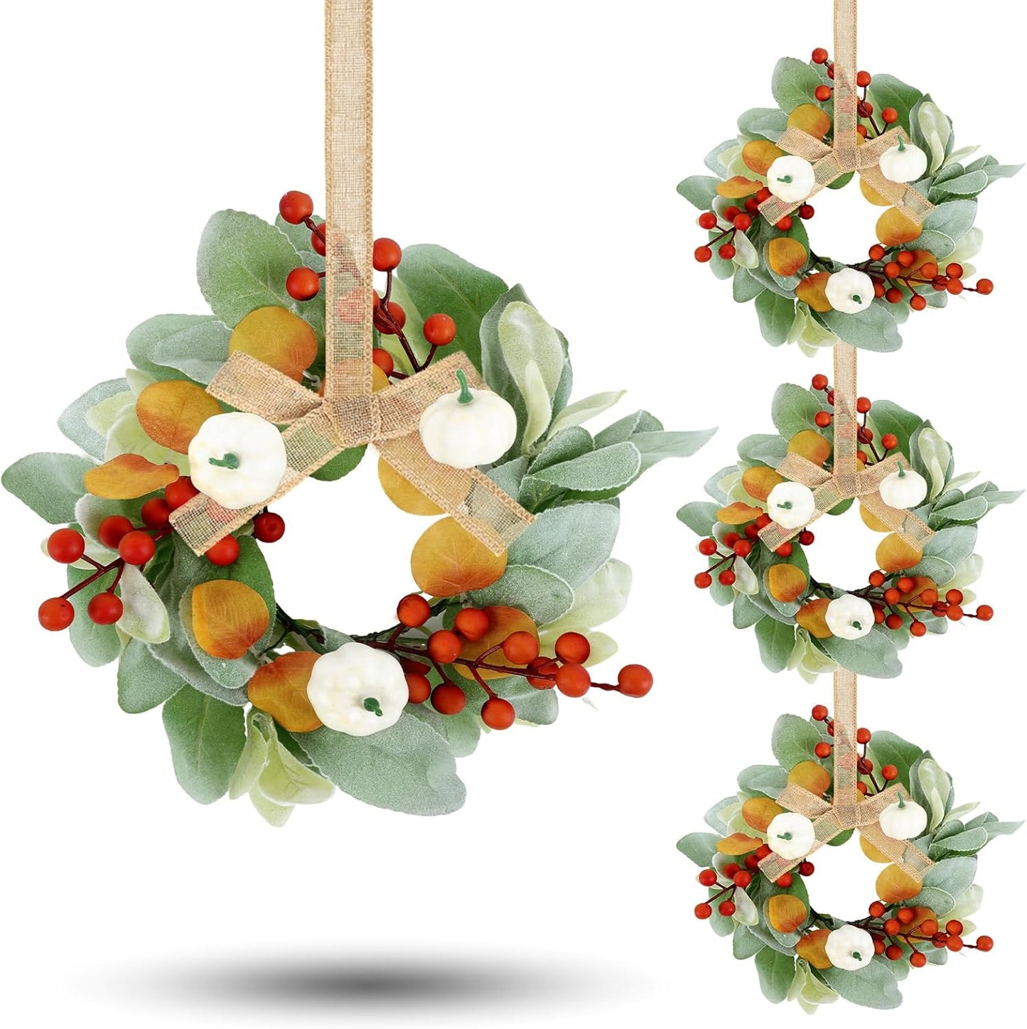 24" Christmas Wreaths for Front Door 2 PCS Christmas Teardrop Swag Winter Wreath with Red Ball Red Berry Pine Needles for Indoor Outdoor Farmhouse Home Wall Window Festival Wedding Decor