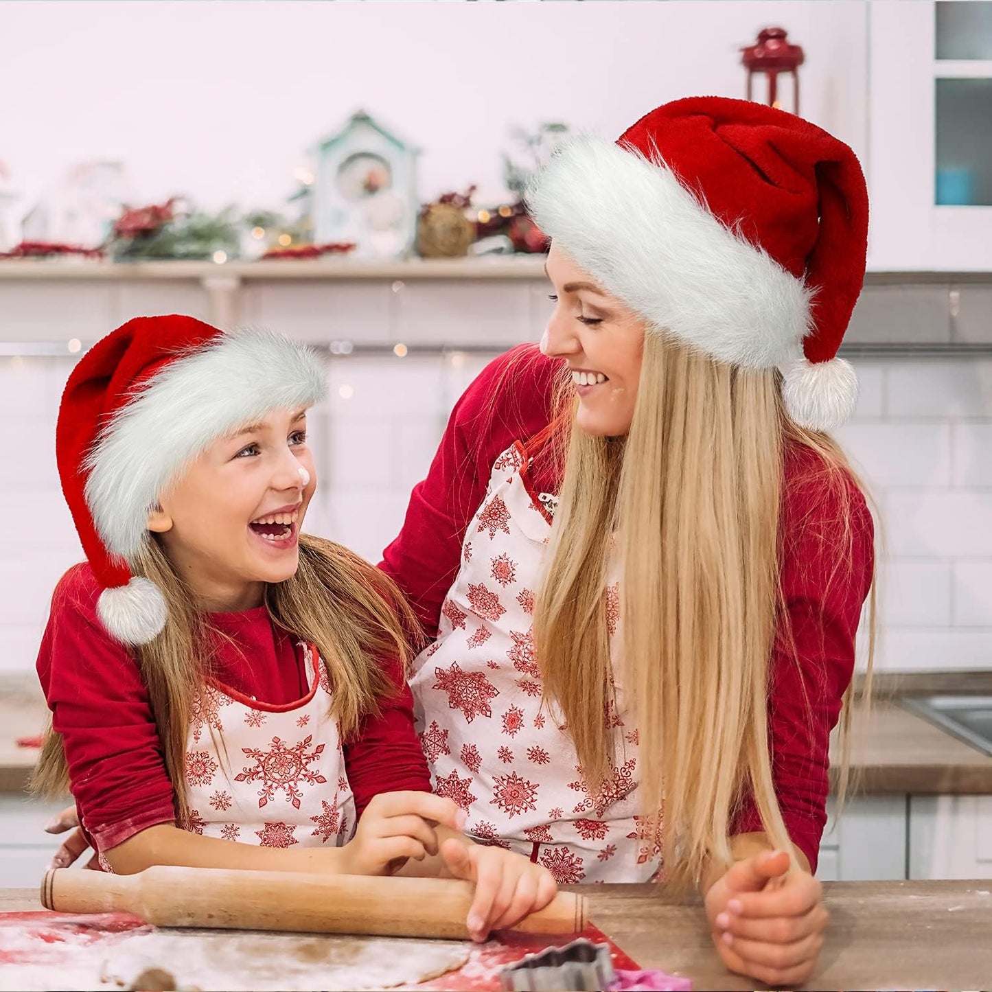 Christmas Hat, Santa Hat Holiday for Adults Unisex Velvet Comfort Extra Thicken Fur Xmas Hat for New Year Festive Party
