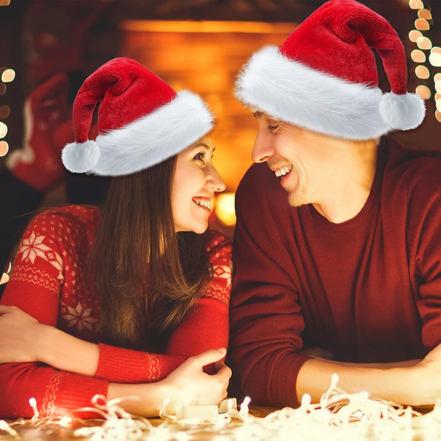 Christmas Hat, Santa Hat Holiday for Adults Unisex Velvet Comfort Extra Thicken Fur Xmas Hat for New Year Festive Party