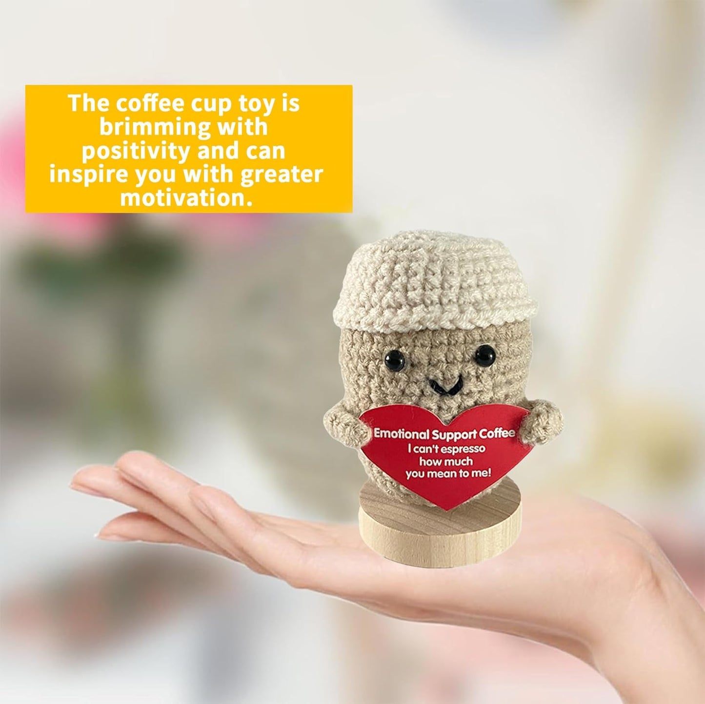 Funny Mini Positive Potato, Cute Crochet Doll with Positive Card, Soft Wool Knitting Toy Decoration