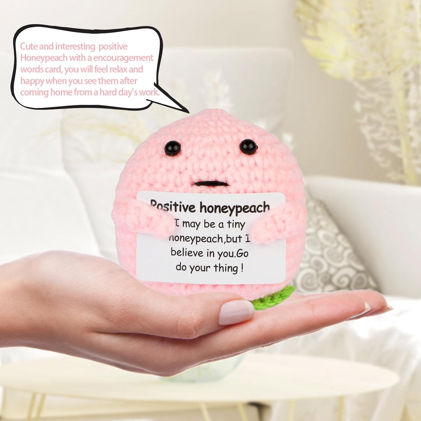 Hoedia Handmade Emotional Pickle Gift, Cucumber Crochet Doll Inspirational Gifts with Cards, Cute Knitted Funny Support Pickle Potato Friend Birthday (Emotional Strawberry)