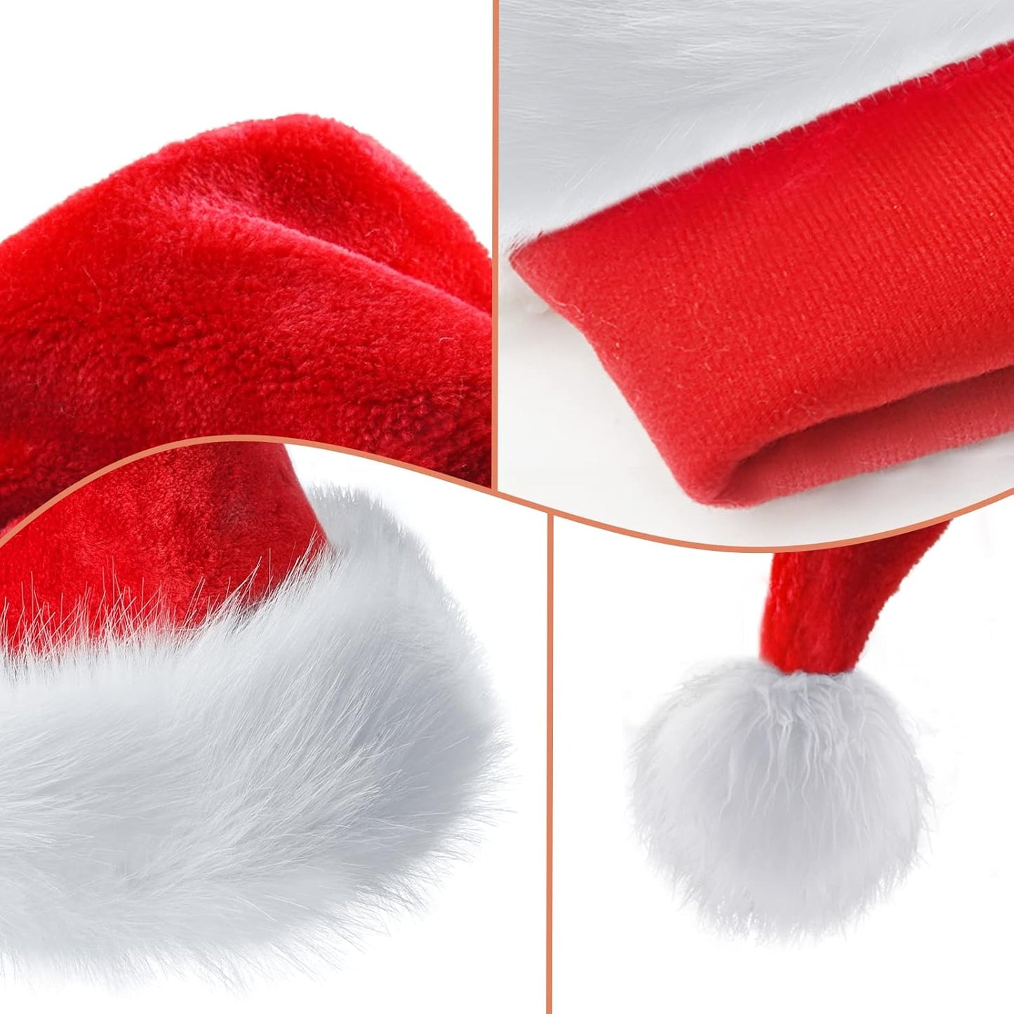 Christmas Hat, Santa Hat Holiday for Adults Unisex Velvet Comfort Extra Thicken Fur Xmas Hat for New Year Festive Party