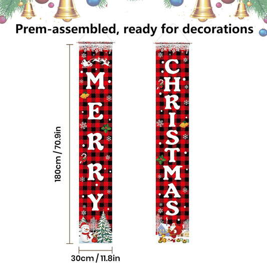 Christmas Decorations Merry Christmas Banner Xmas Porch Door Sign Welcome Banner for Wall Home Party Decor Christmas Decorations Indoor Outdoor