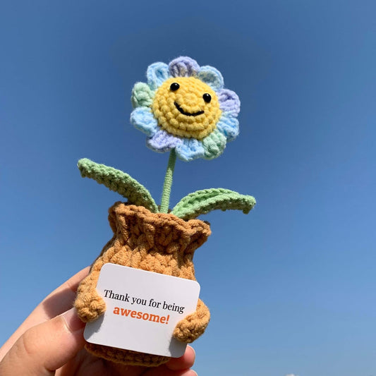 Thank You Gift for Women & Coworkers Emotional Support Crochet Flowers Positive Inspirational Gift with Card 5-Color