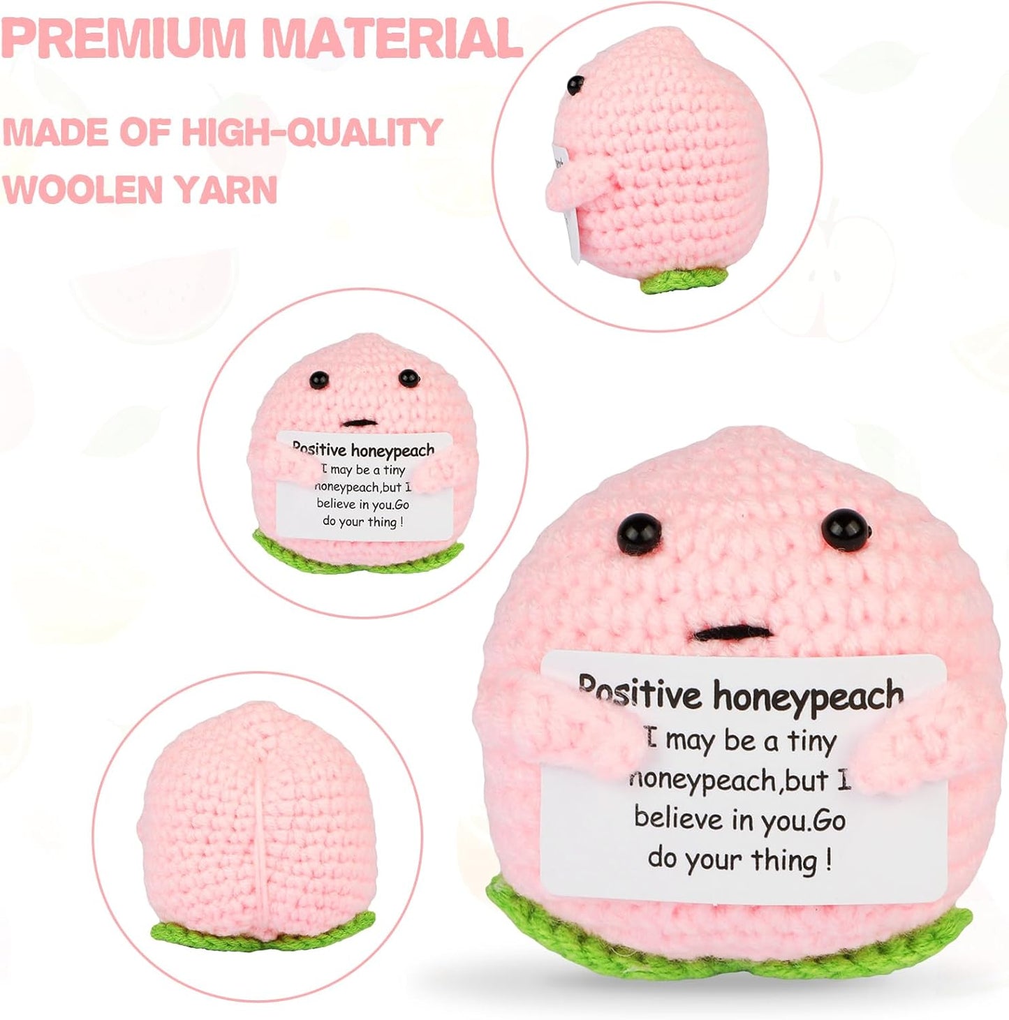 Hoedia Handmade Emotional Pickle Gift, Cucumber Crochet Doll Inspirational Gifts with Cards, Cute Knitted Funny Support Pickle Potato Friend Birthday (Emotional Strawberry)