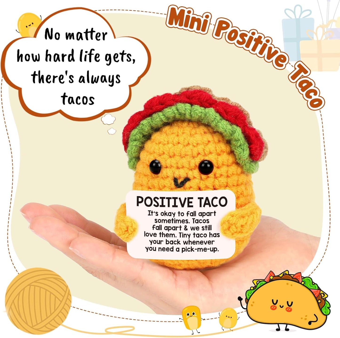Positive Crochet Taco Christmas Birthday Gifts Home Decor Emotional Inspirational Support