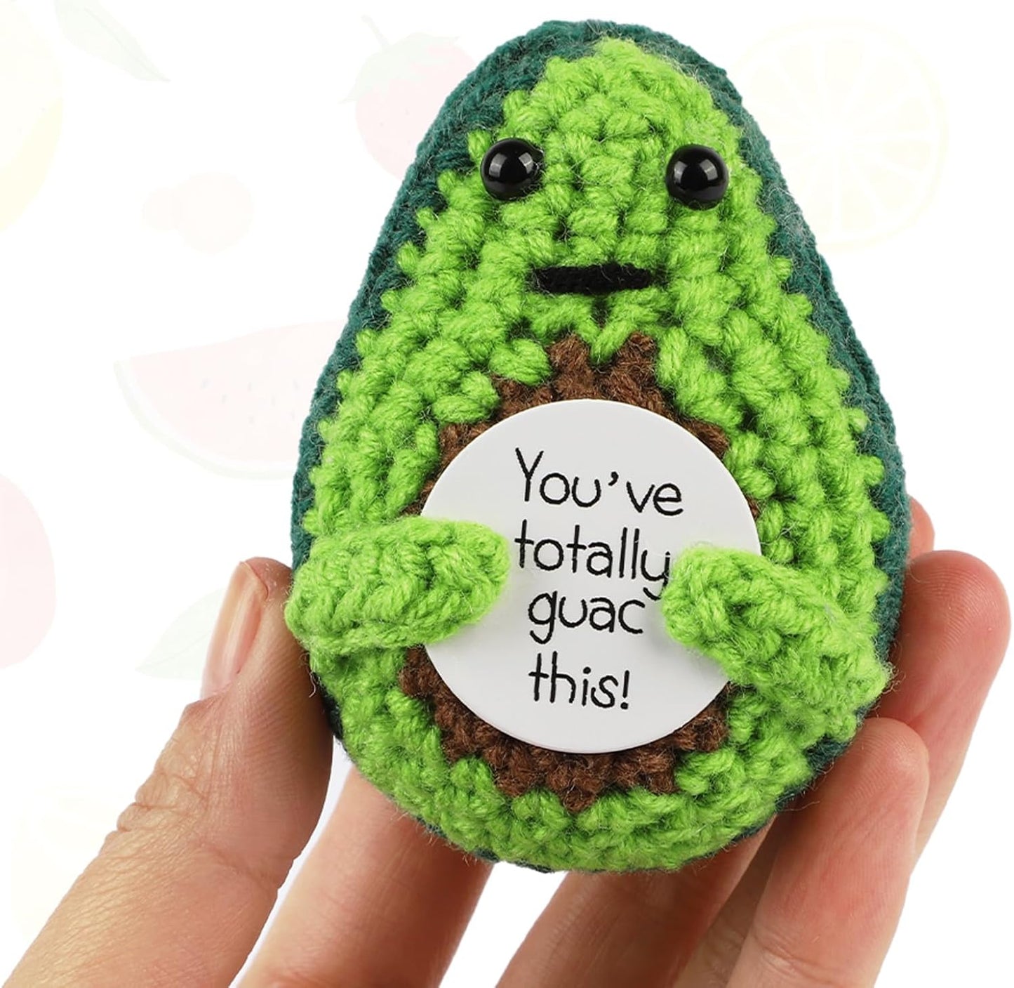 Hoedia Handmade Emotional Pickle Gift, Cucumber Crochet Doll Inspirational Gifts with Cards, Cute Knitted Funny Support Pickle Potato Friend Birthday (Emotional Strawberry)
