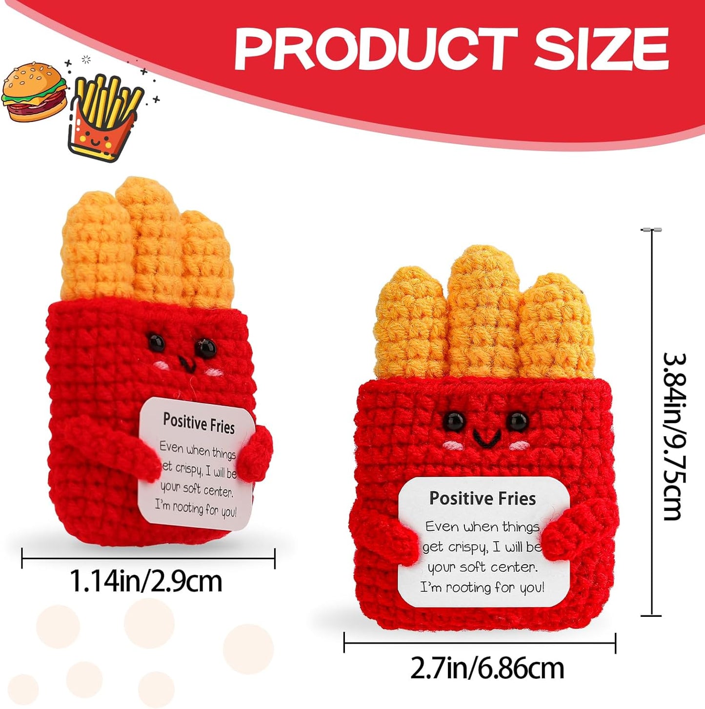 Hoedia Handmade Emotional Pickle Gift, Cucumber Crochet Doll Inspirational Gifts with Cards, Cute Knitted Funny Support Pickle Potato Friend Birthday (Emotional Strawberry)