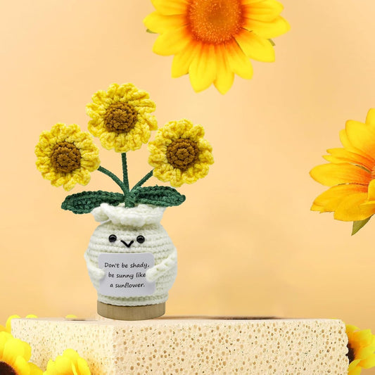 Funny Mini Positive Potato, Cute Crochet Doll with Positive Card, Soft Wool Knitting Toy Decoration