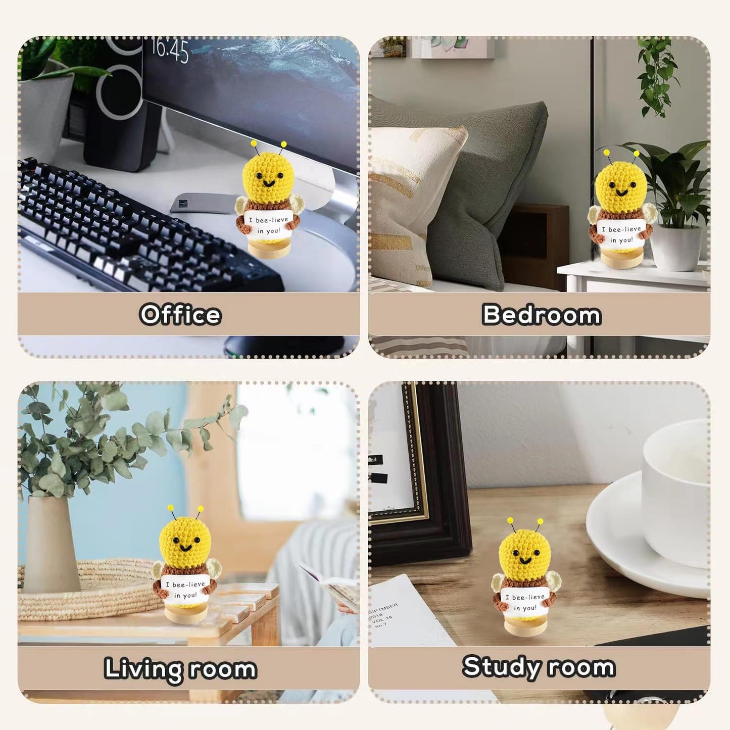 Funny Mini Positive Potato, Cute Crochet Doll with Positive Card, Soft Wool Knitting Toy Decoration