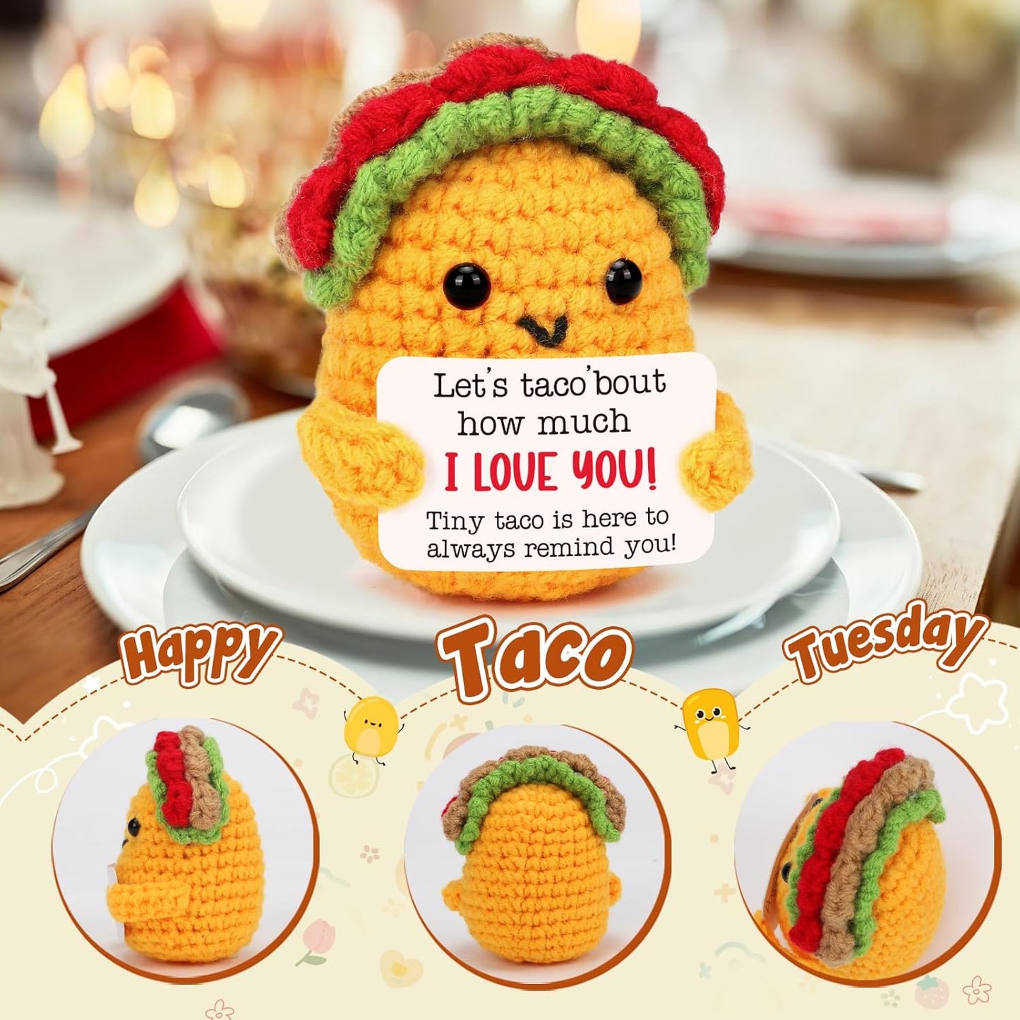 Positive Crochet Taco Christmas Birthday Gifts Home Decor Emotional Inspirational Support