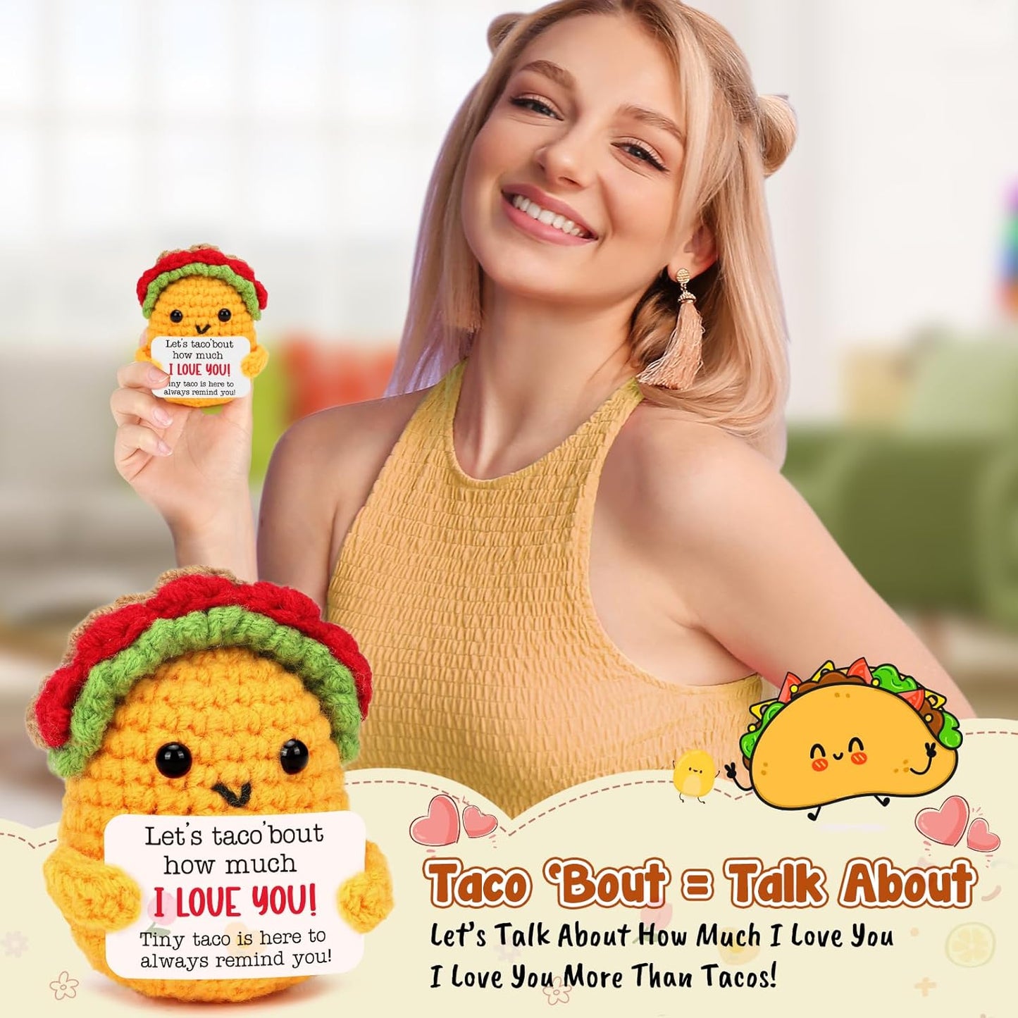 Positive Crochet Taco Christmas Birthday Gifts Home Decor Emotional Inspirational Support