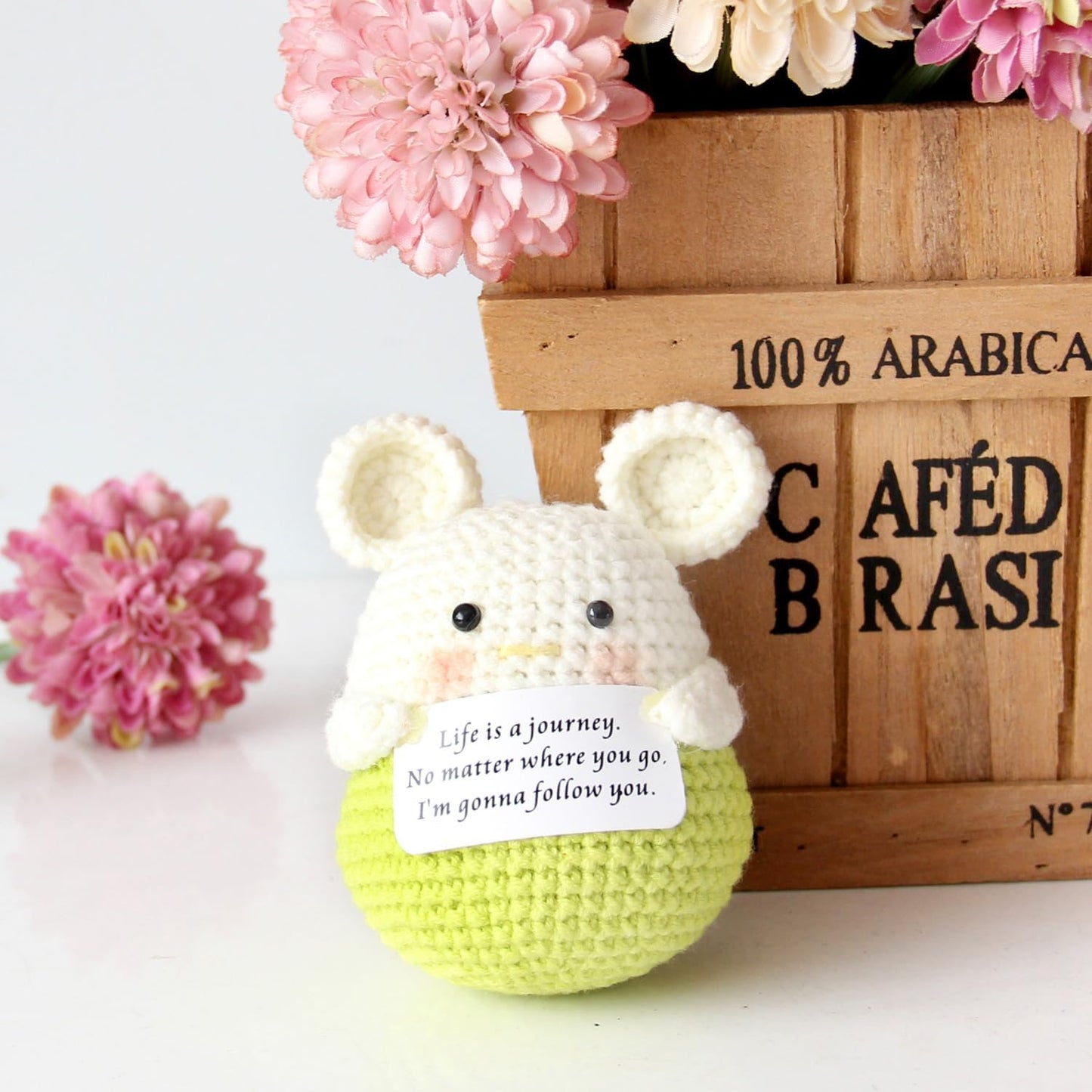 Mini Positive Cute Funny Life Potato Tomato Eggplant Onion Cute Animals Creative Knitted Holding Card Crochet Birthday Christmas Girls Gifts Party Decor