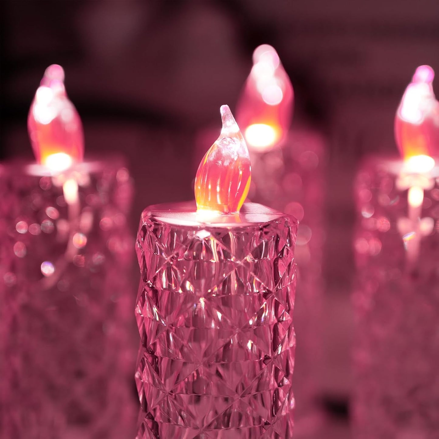 Rose Shadow LED Flameless Candles, 6PCS Romantic Battery Operated Candles Led Pillar Candles for Valentines Anniversary Wedding Christmas Decorations(White, D 2.5" x H 7.2")