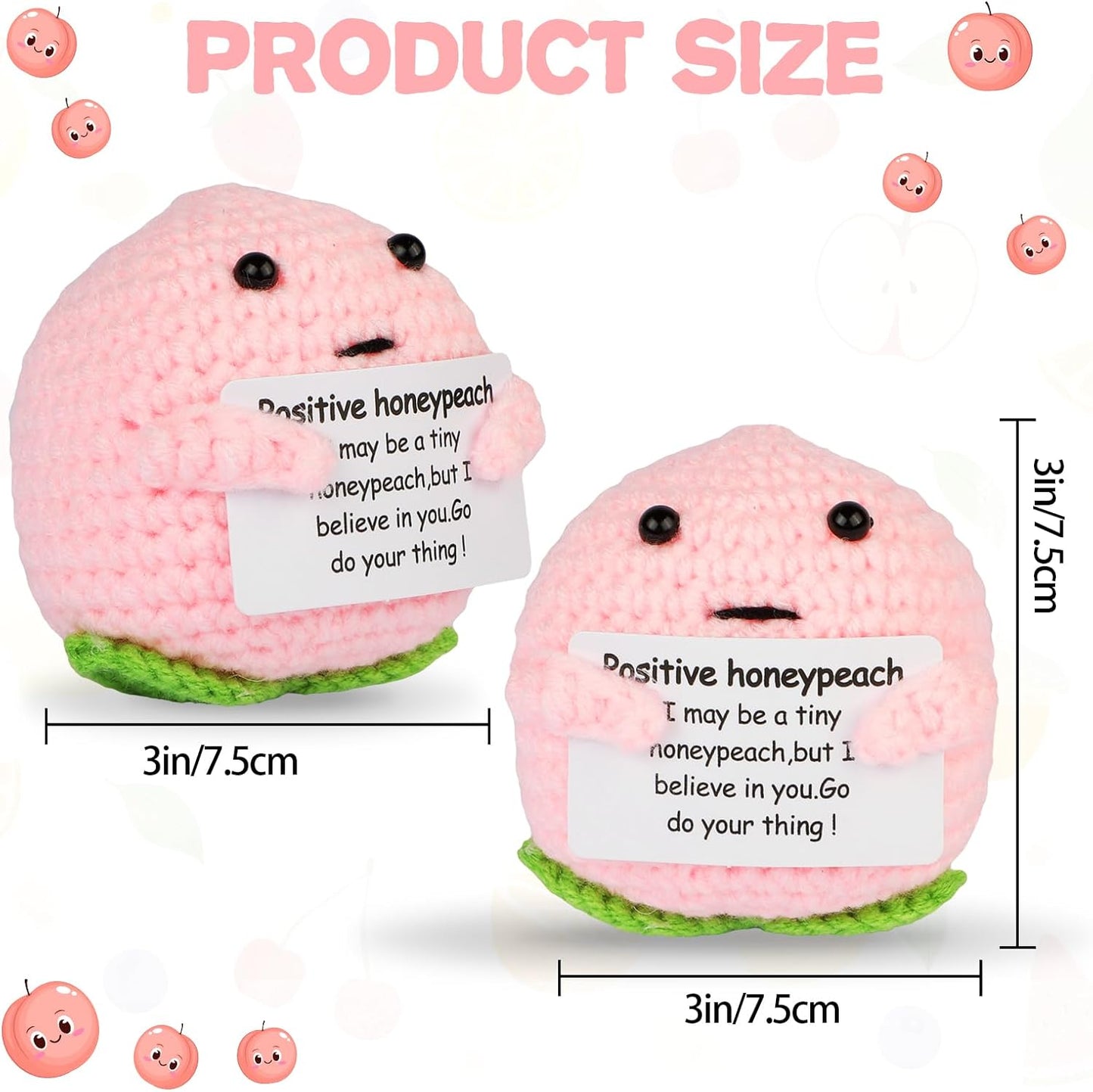 Hoedia Handmade Emotional Pickle Gift, Cucumber Crochet Doll Inspirational Gifts with Cards, Cute Knitted Funny Support Pickle Potato Friend Birthday (Emotional Strawberry)