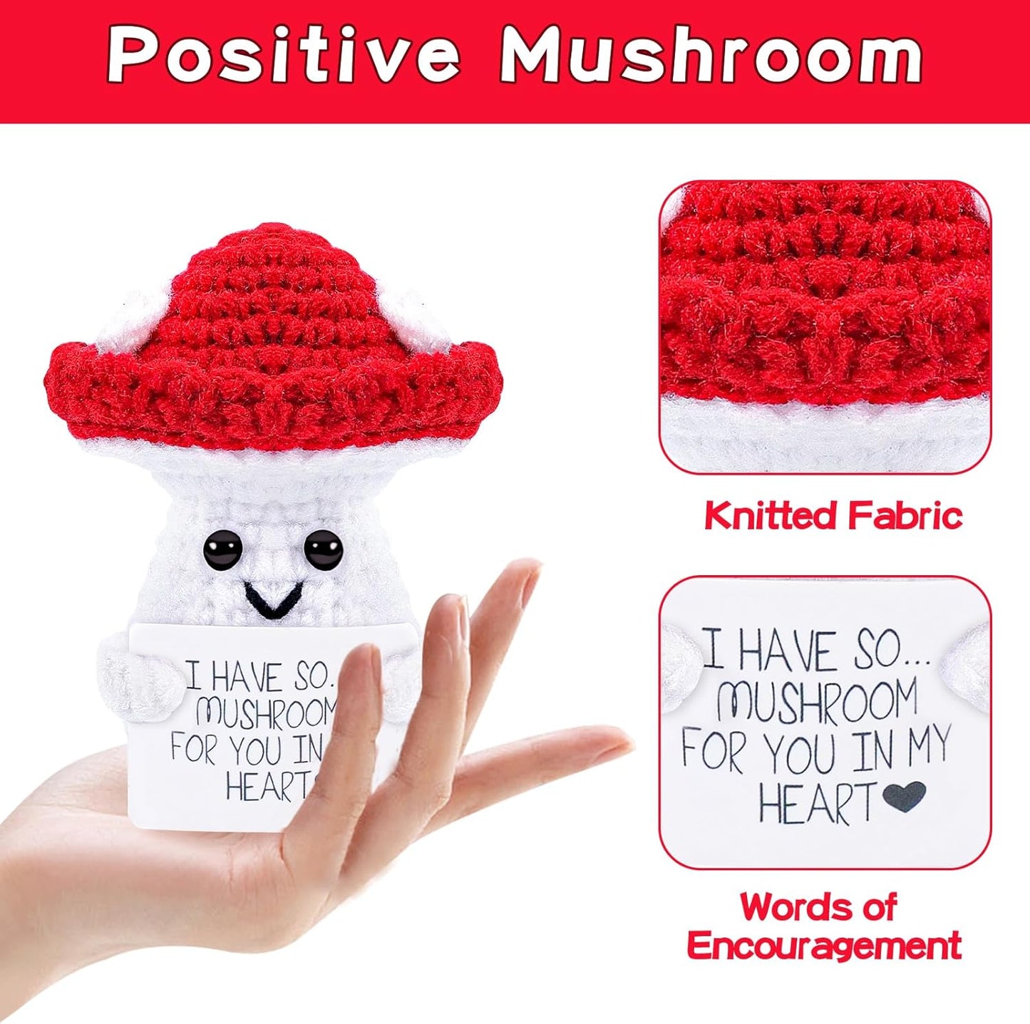 Hoedia Handmade Emotional Pickle Gift, Cucumber Crochet Doll Inspirational Gifts with Cards, Cute Knitted Funny Support Pickle Potato Friend Birthday (Emotional Strawberry)