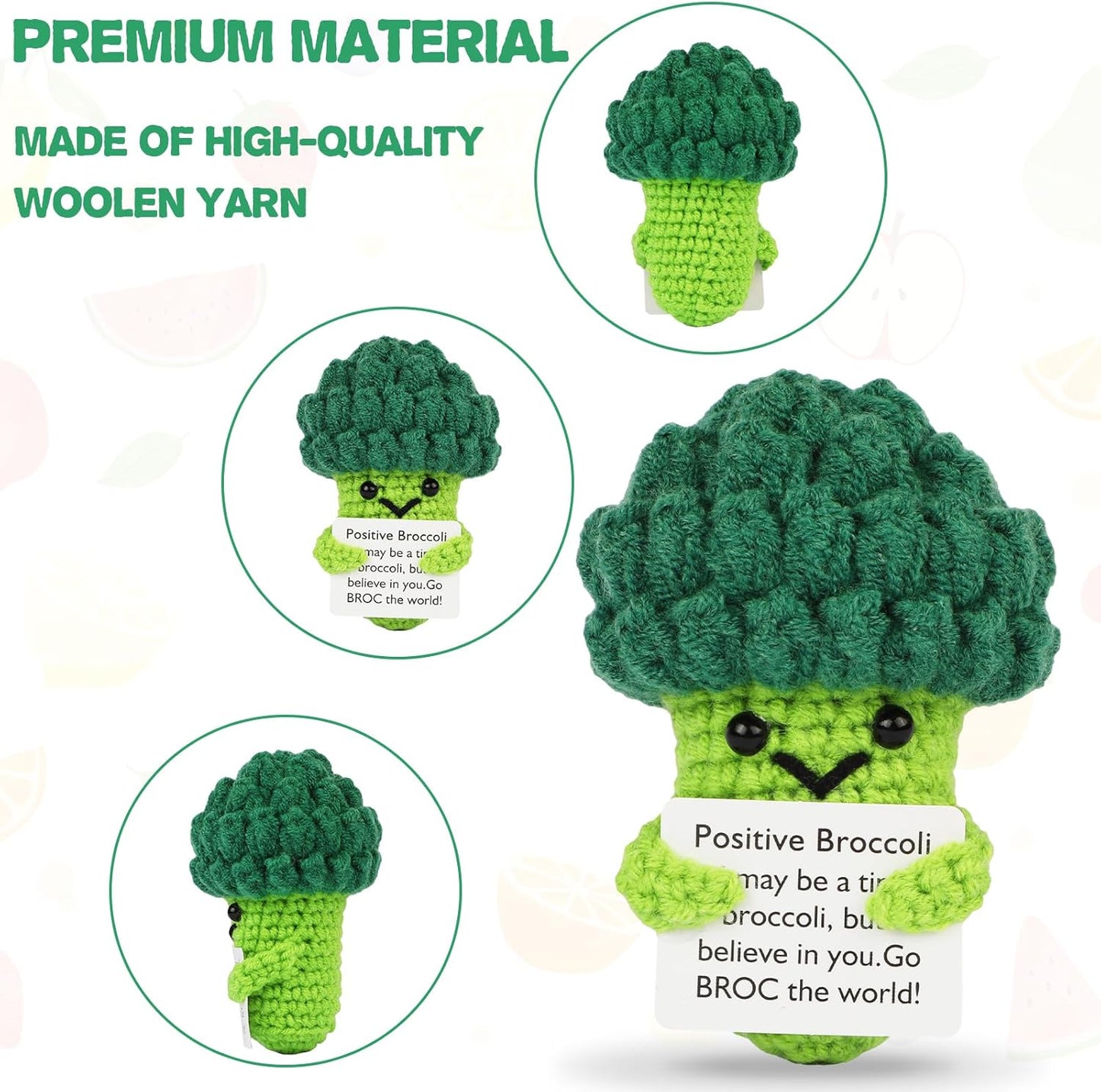 Hoedia Handmade Emotional Pickle Gift, Cucumber Crochet Doll Inspirational Gifts with Cards, Cute Knitted Funny Support Pickle Potato Friend Birthday (Emotional Strawberry)