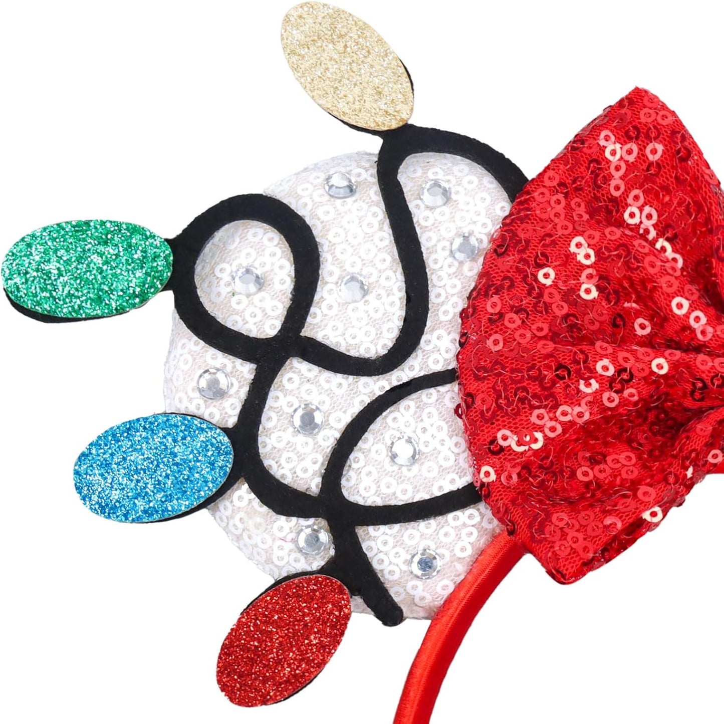 Christmas Mouse Ears Headband, Christmas Ears for Women Adult Kids, Christmas Headband Park Ears Christmas Party Cosplay Costumes Accessories (Ginger)