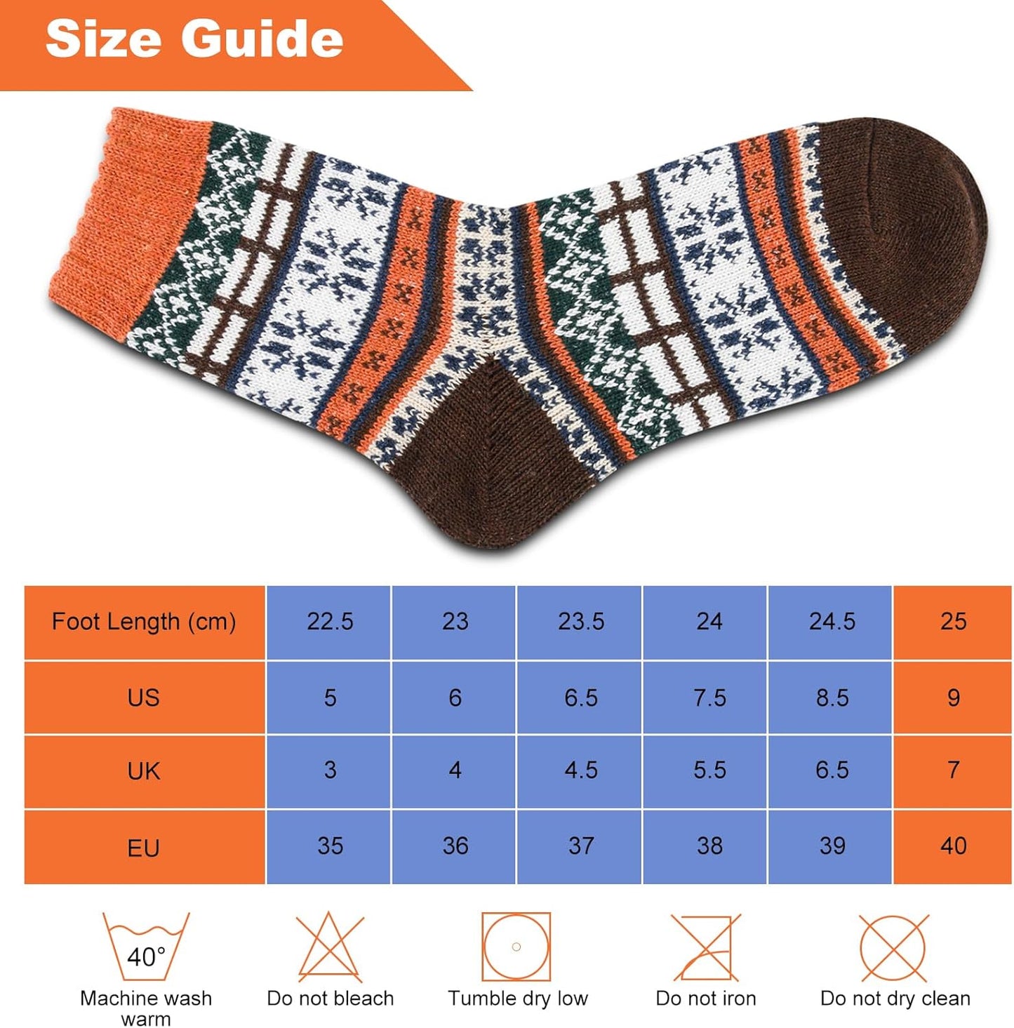 5Pairs Free Size Fuzzy Socks Soft Wool Crew Warm Socks for Women Winter Multicolor Christmas Womens Winter Socks Gift Box