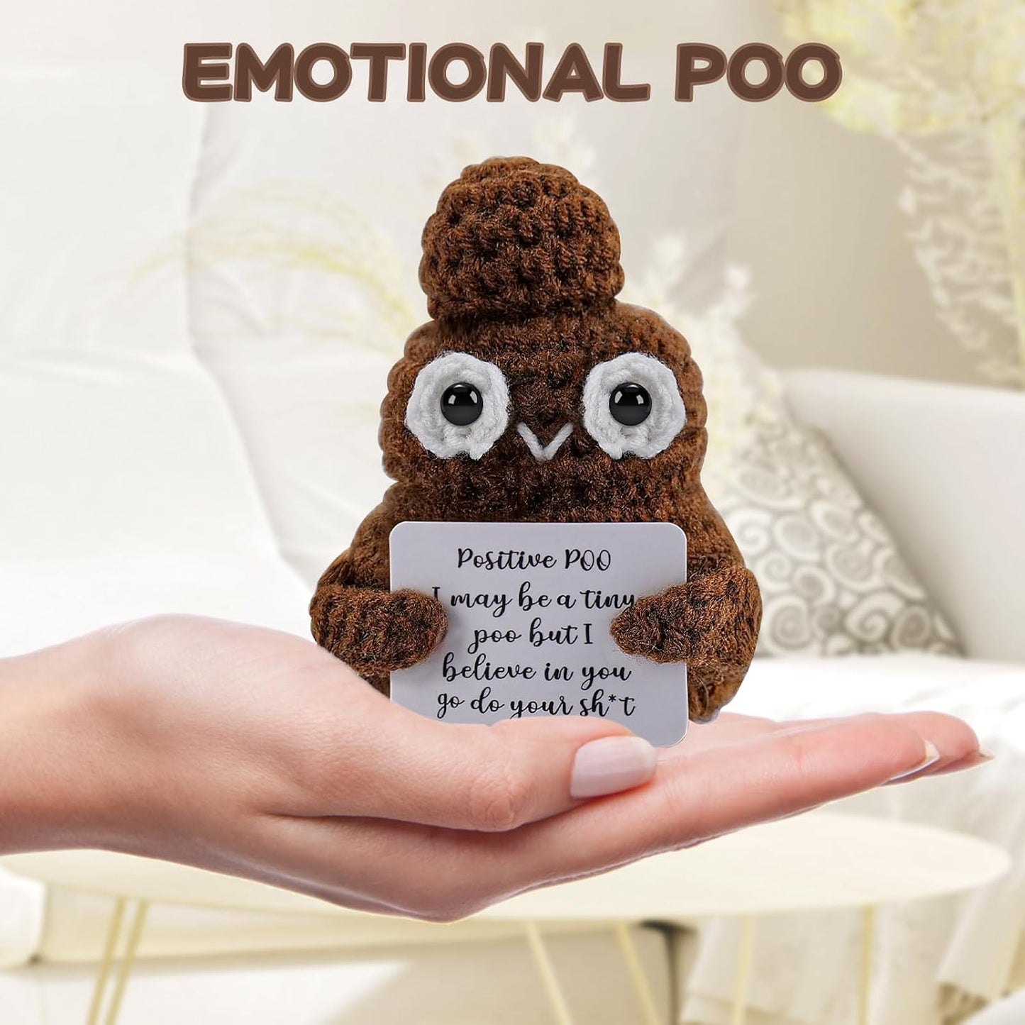 Hoedia Handmade Emotional Pickle Gift, Cucumber Crochet Doll Inspirational Gifts with Cards, Cute Knitted Funny Support Pickle Potato Friend Birthday (Emotional Strawberry)