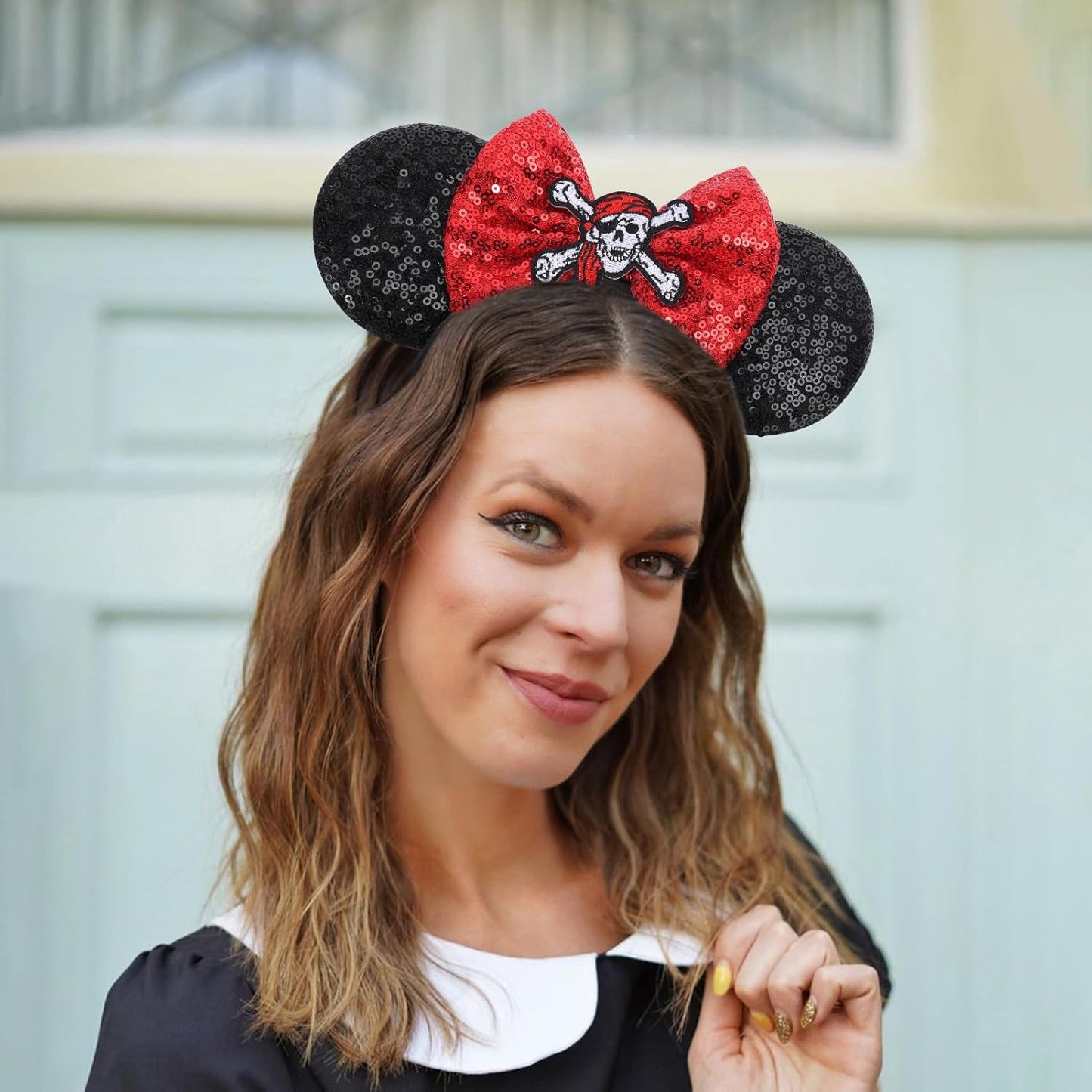 Christmas Mouse Ears Headband, Christmas Ears for Women Adult Kids, Christmas Headband Park Ears Christmas Party Cosplay Costumes Accessories (Ginger)