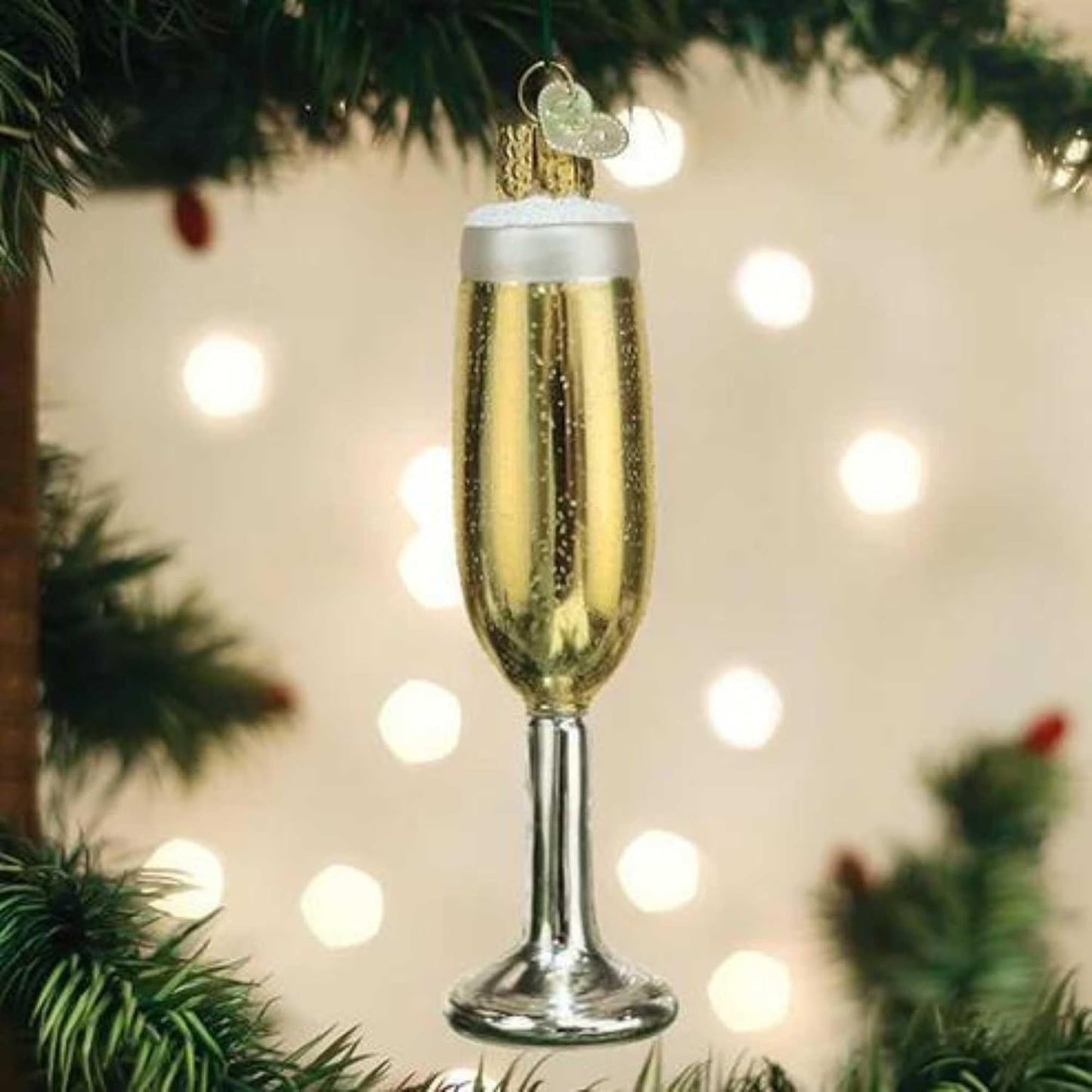 Old World Christmas Prosecco Bottle Glass Blown Ornament for Christmas Tree, Handcrafted Holiday Decoration, Adult Beverages Collection