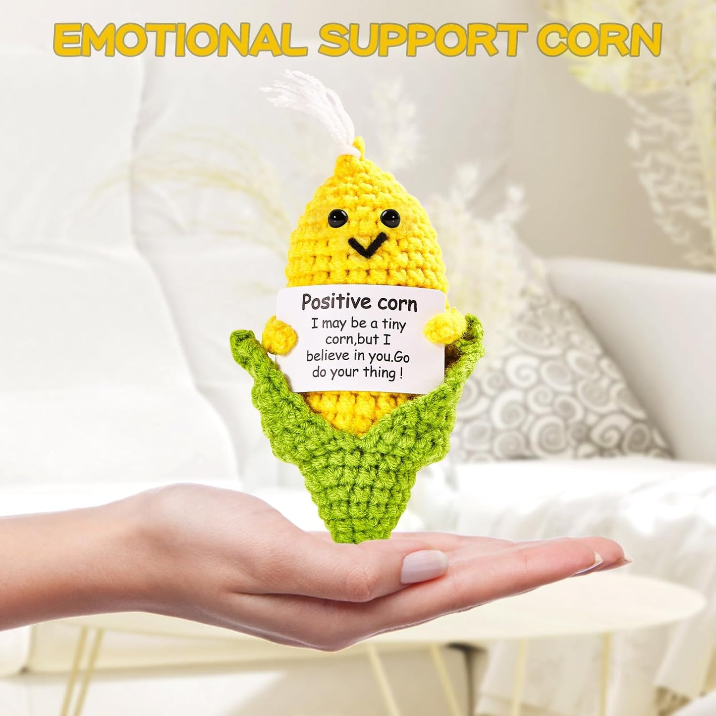 Hoedia Handmade Emotional Pickle Gift, Cucumber Crochet Doll Inspirational Gifts with Cards, Cute Knitted Funny Support Pickle Potato Friend Birthday (Emotional Strawberry)