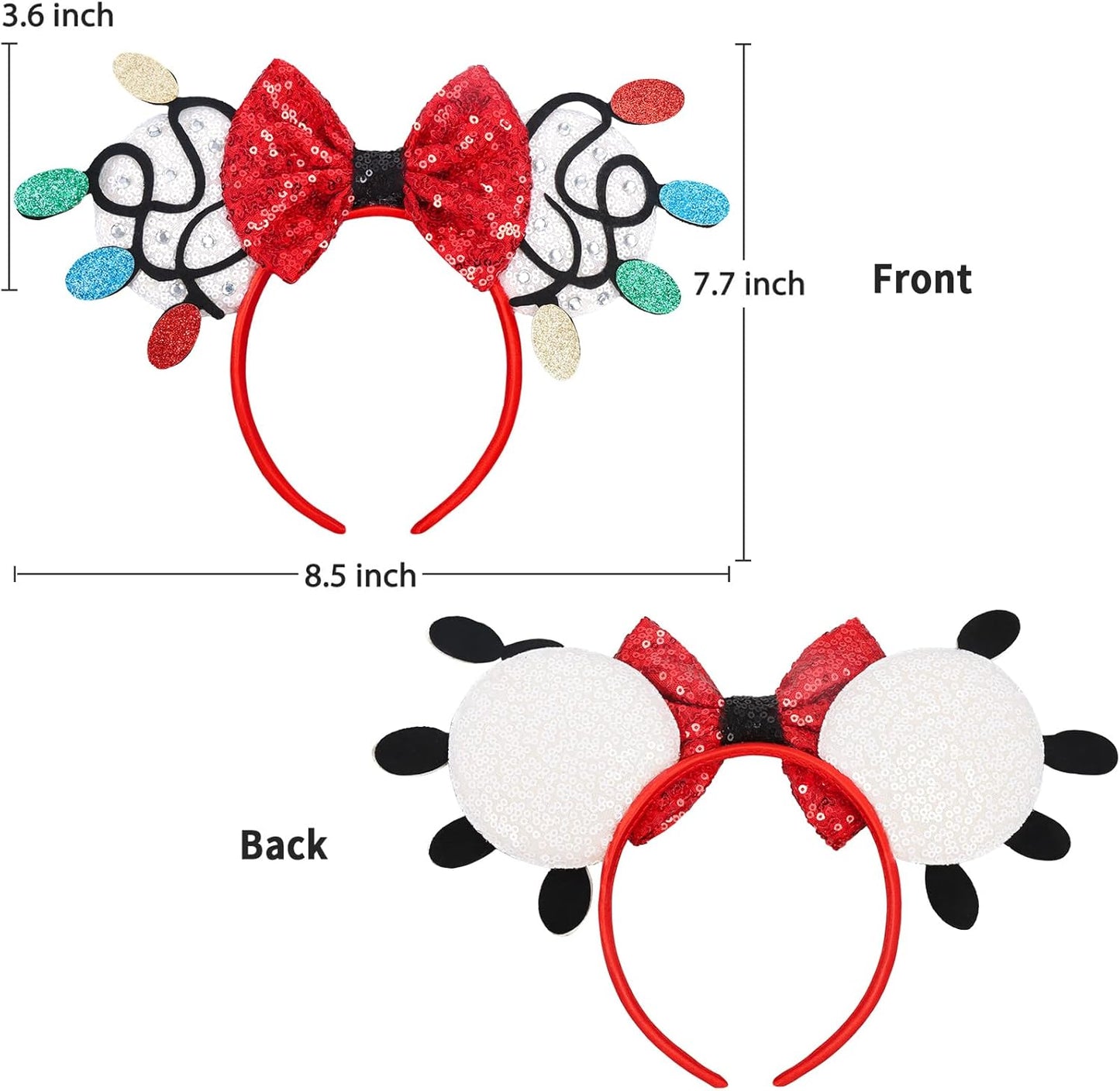Christmas Mouse Ears Headband, Christmas Ears for Women Adult Kids, Christmas Headband Park Ears Christmas Party Cosplay Costumes Accessories (Ginger)