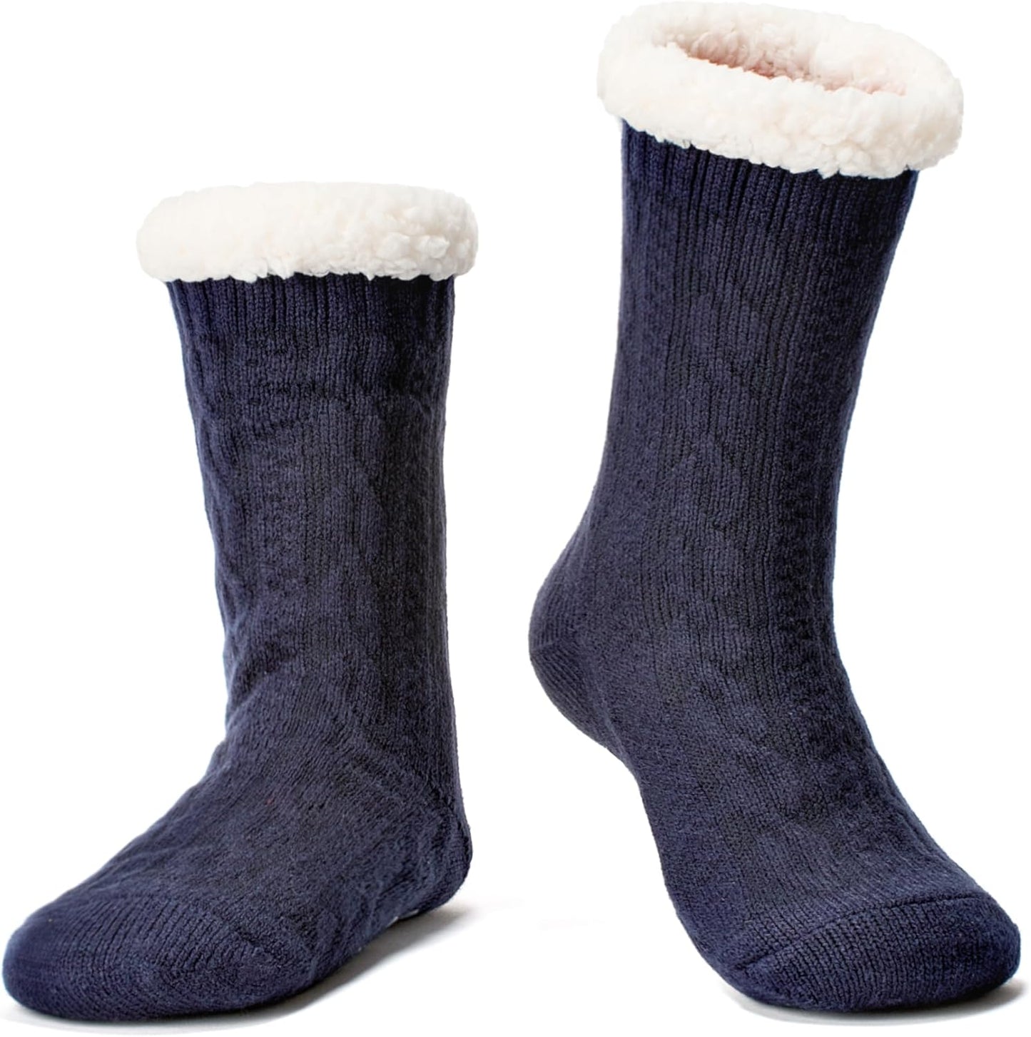 Women's Fuzzy Slipper Socks with Non-Slip Grippers, Cozy Fluffy Sherpa Lined, Cute Christmas Gifts