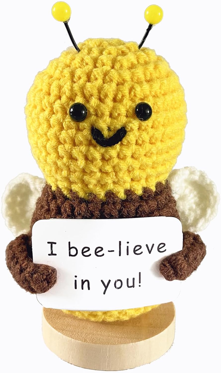 Funny Mini Positive Potato, Cute Crochet Doll with Positive Card, Soft Wool Knitting Toy Decoration