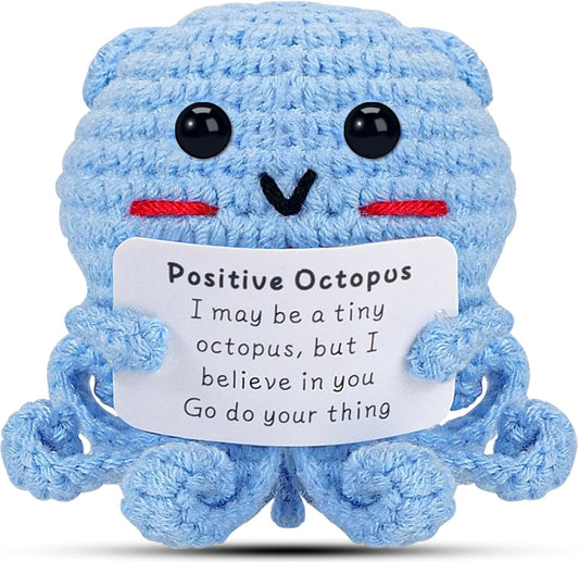 Hoedia Handmade Emotional Pickle Gift, Cucumber Crochet Doll Inspirational Gifts with Cards, Cute Knitted Funny Support Pickle Potato Friend Birthday (Emotional Strawberry)