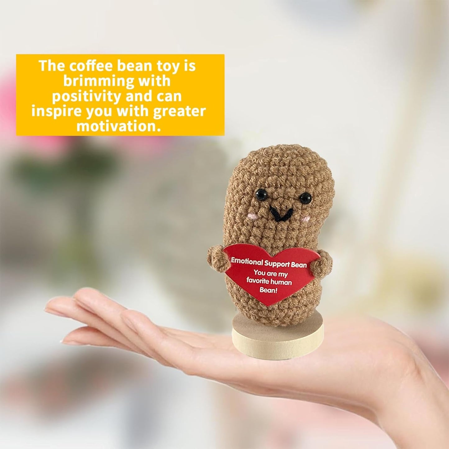 Funny Mini Positive Potato, Cute Crochet Doll with Positive Card, Soft Wool Knitting Toy Decoration