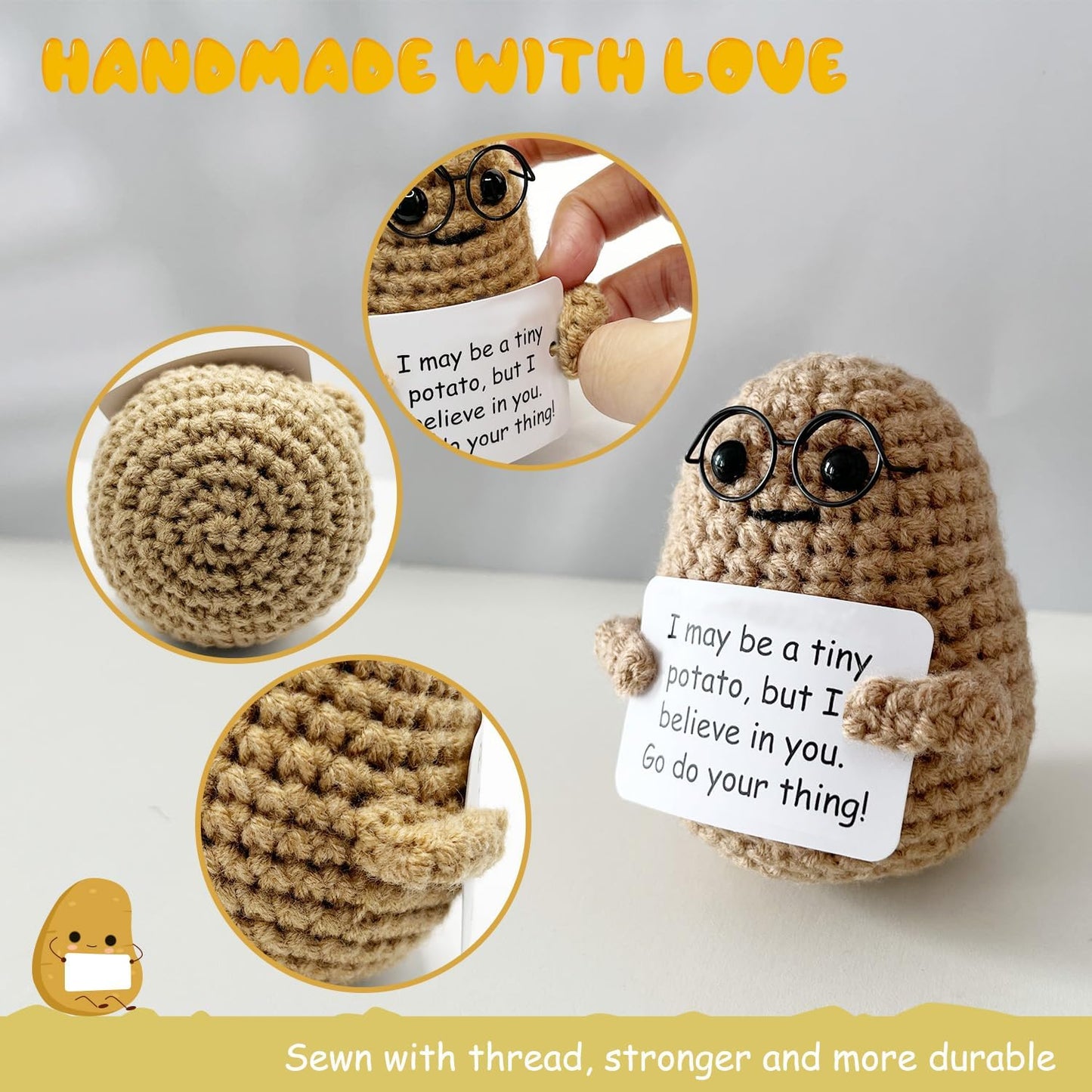 Inspirational Crochet Potato Funny Gifts with Positive Words Christmas Decoration