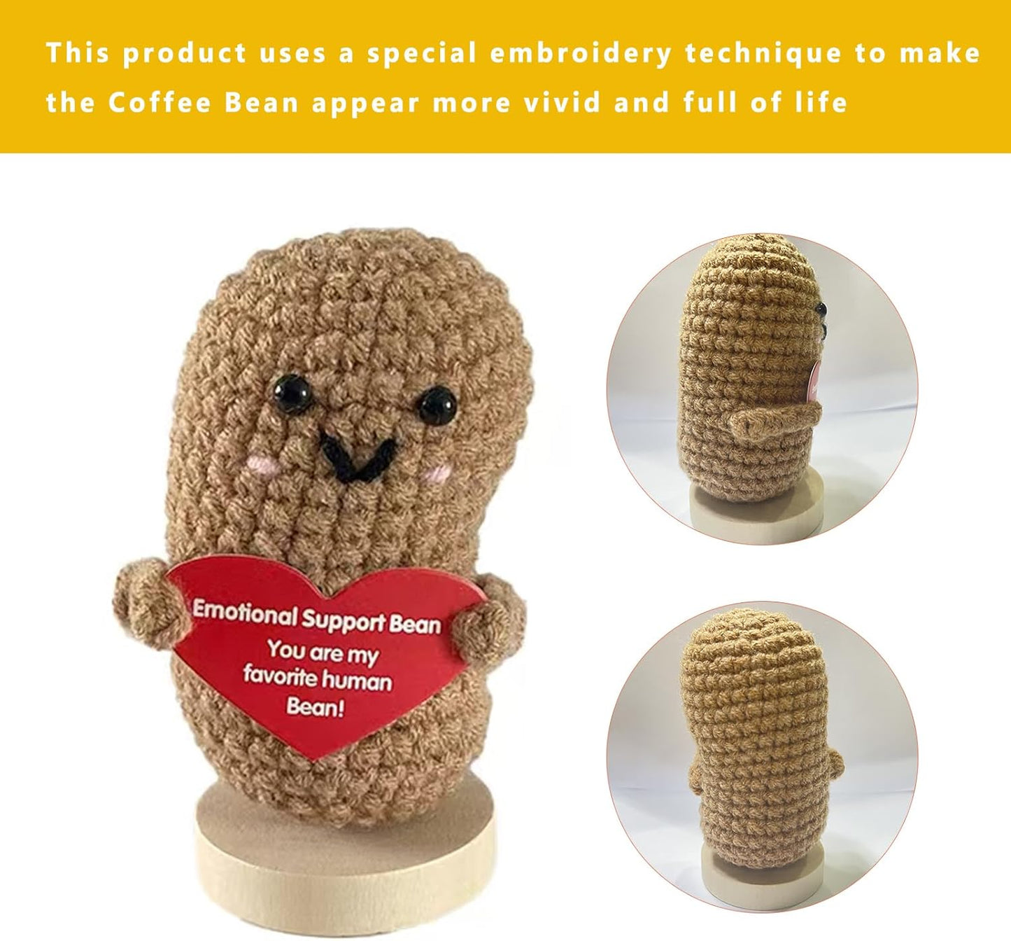 Funny Mini Positive Potato, Cute Crochet Doll with Positive Card, Soft Wool Knitting Toy Decoration