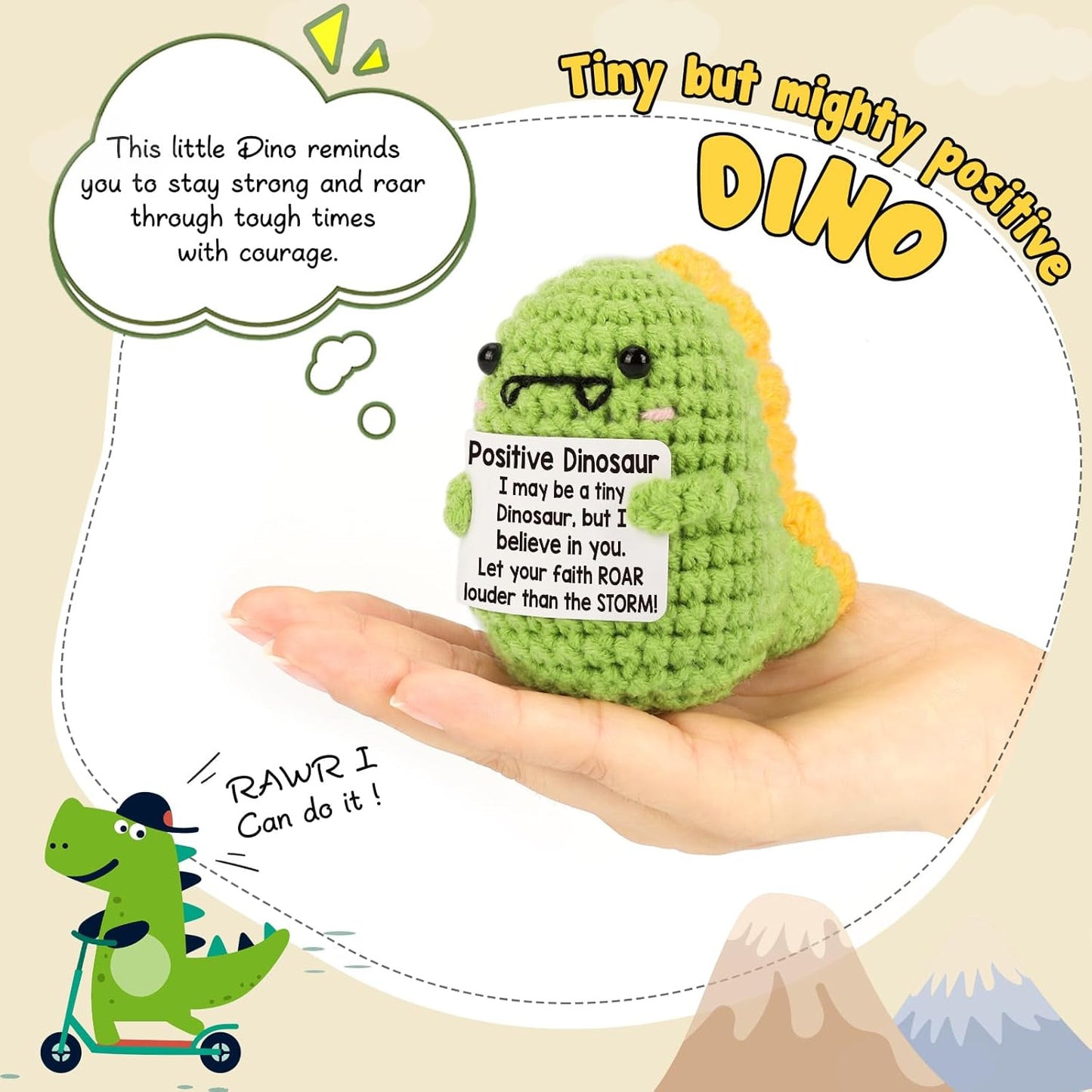 Mini Inspirational Dinosaur Gifts Back To School Gifts Cute Handmade Crochet Dino Christmas Stocking Stuffers