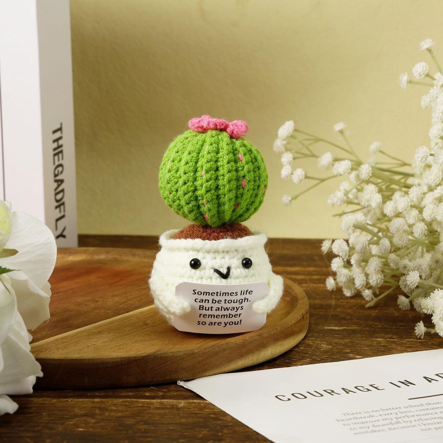 Crochet Potted Plants, Creative Knitted Potted Plants Mini Cute Emotional Positive Succulents Positive Life Potato Doll Ornaments Gifts