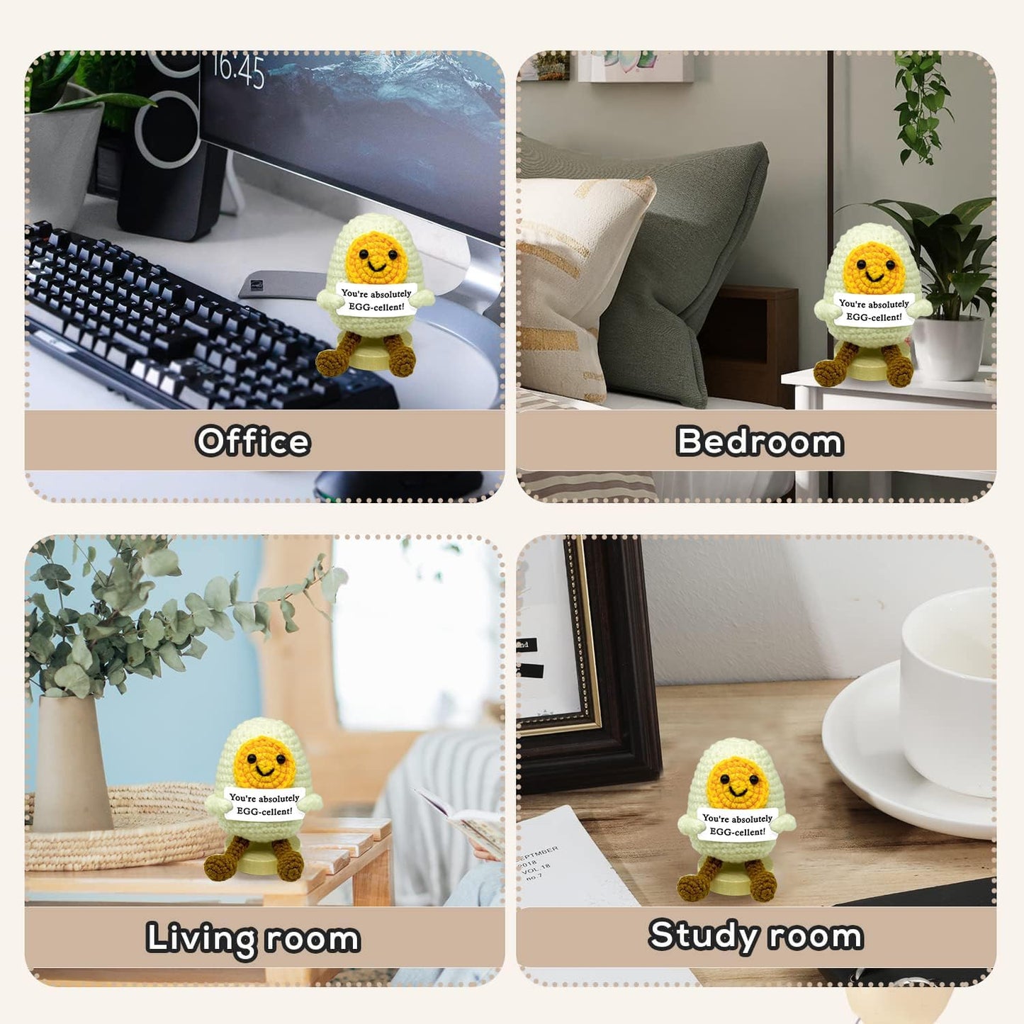 Funny Mini Positive Potato, Cute Crochet Doll with Positive Card, Soft Wool Knitting Toy Decoration