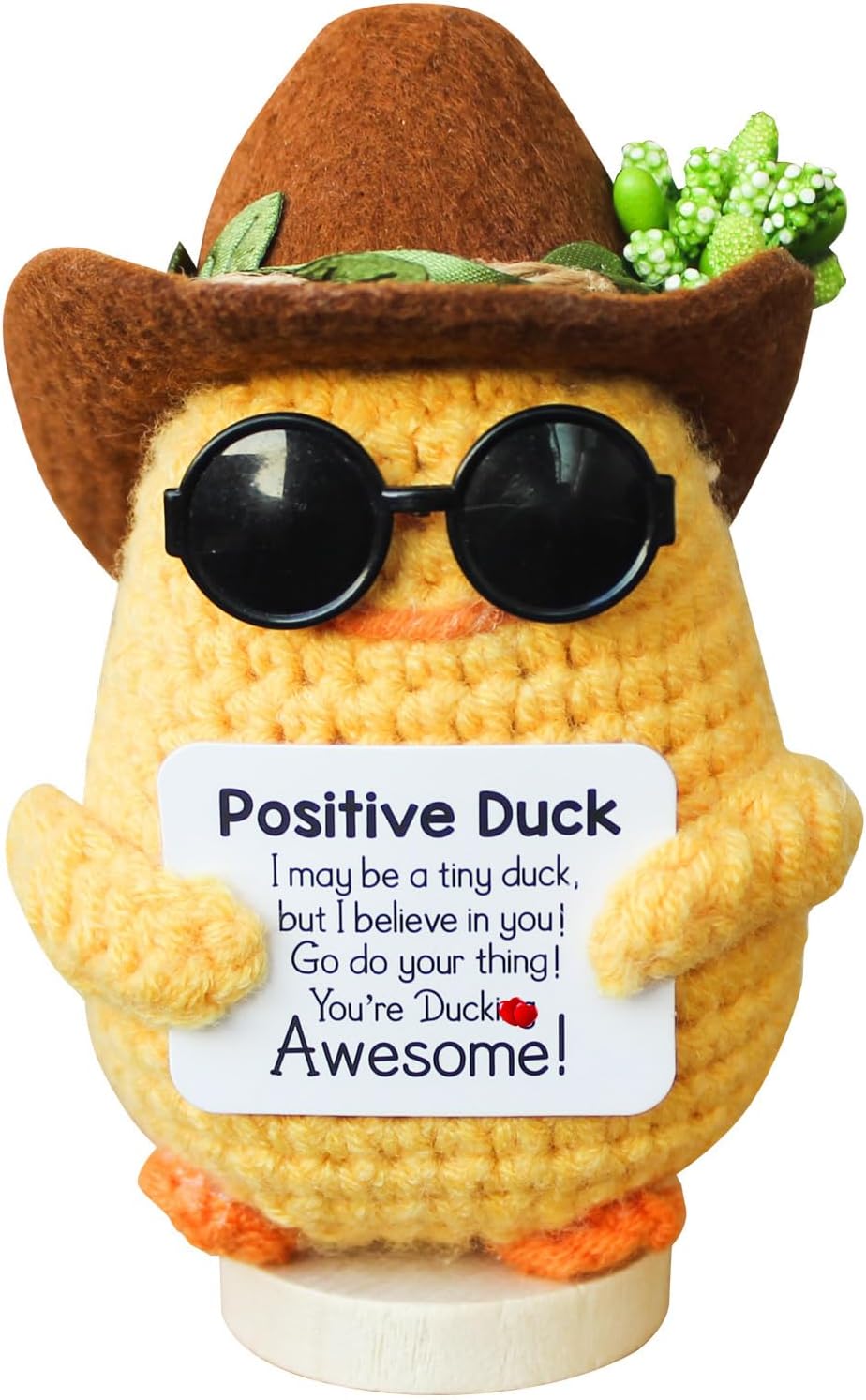 Mini Funny Positive Crochet Potato with Stand, Cute Emotional Support Potato Crochet Animals Already Made, Holiday Christmas Birthday Gifts for Women, Office Decor Cool Things
