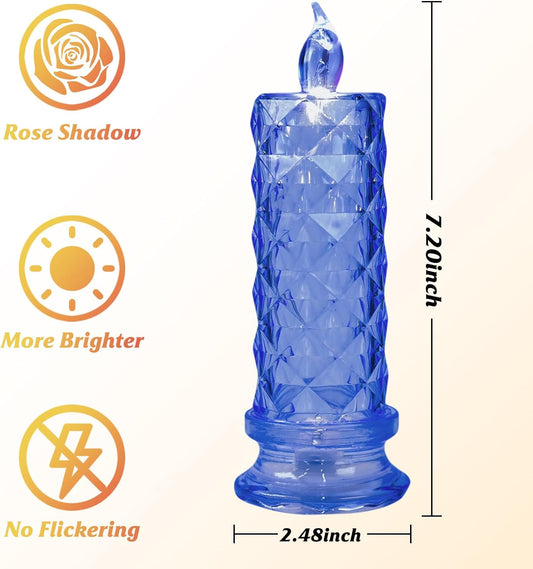 Rose Shadow LED Flameless Candles, 6PCS Romantic Battery Operated Candles Led Pillar Candles for Valentines Anniversary Wedding Christmas Decorations(White, D 2.5" x H 7.2")