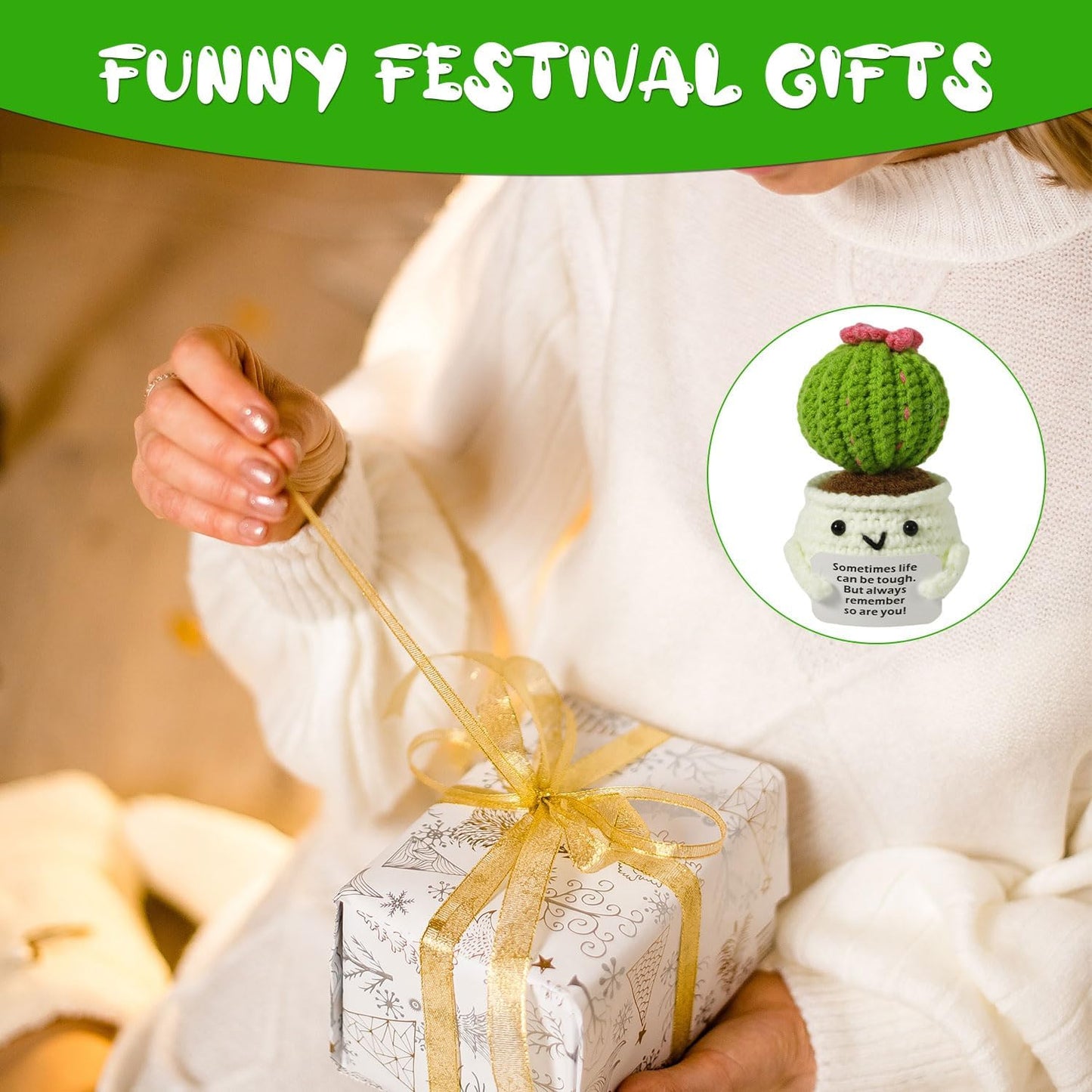 Crochet Potted Plants, Creative Knitted Potted Plants Mini Cute Emotional Positive Succulents Positive Life Potato Doll Ornaments Gifts