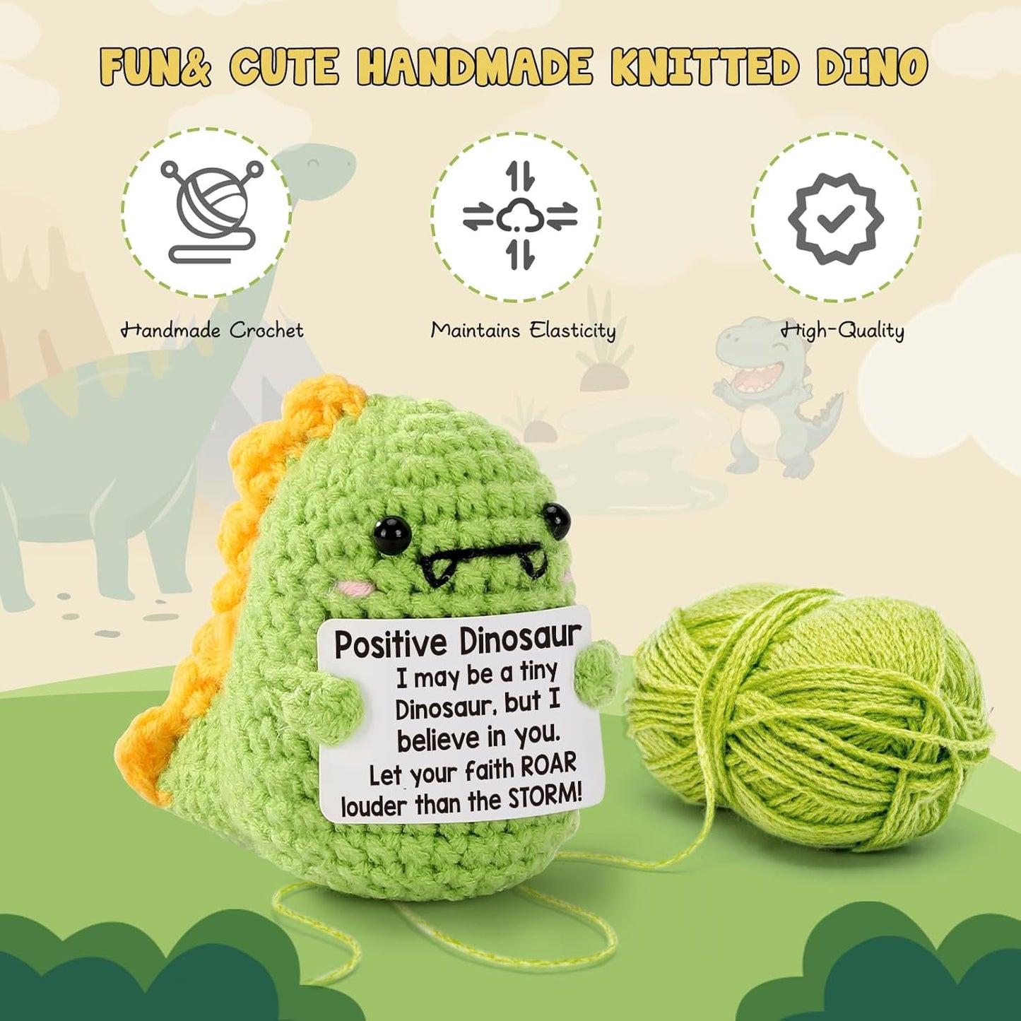 Mini Inspirational Dinosaur Gifts Back To School Gifts Cute Handmade Crochet Dino Christmas Stocking Stuffers